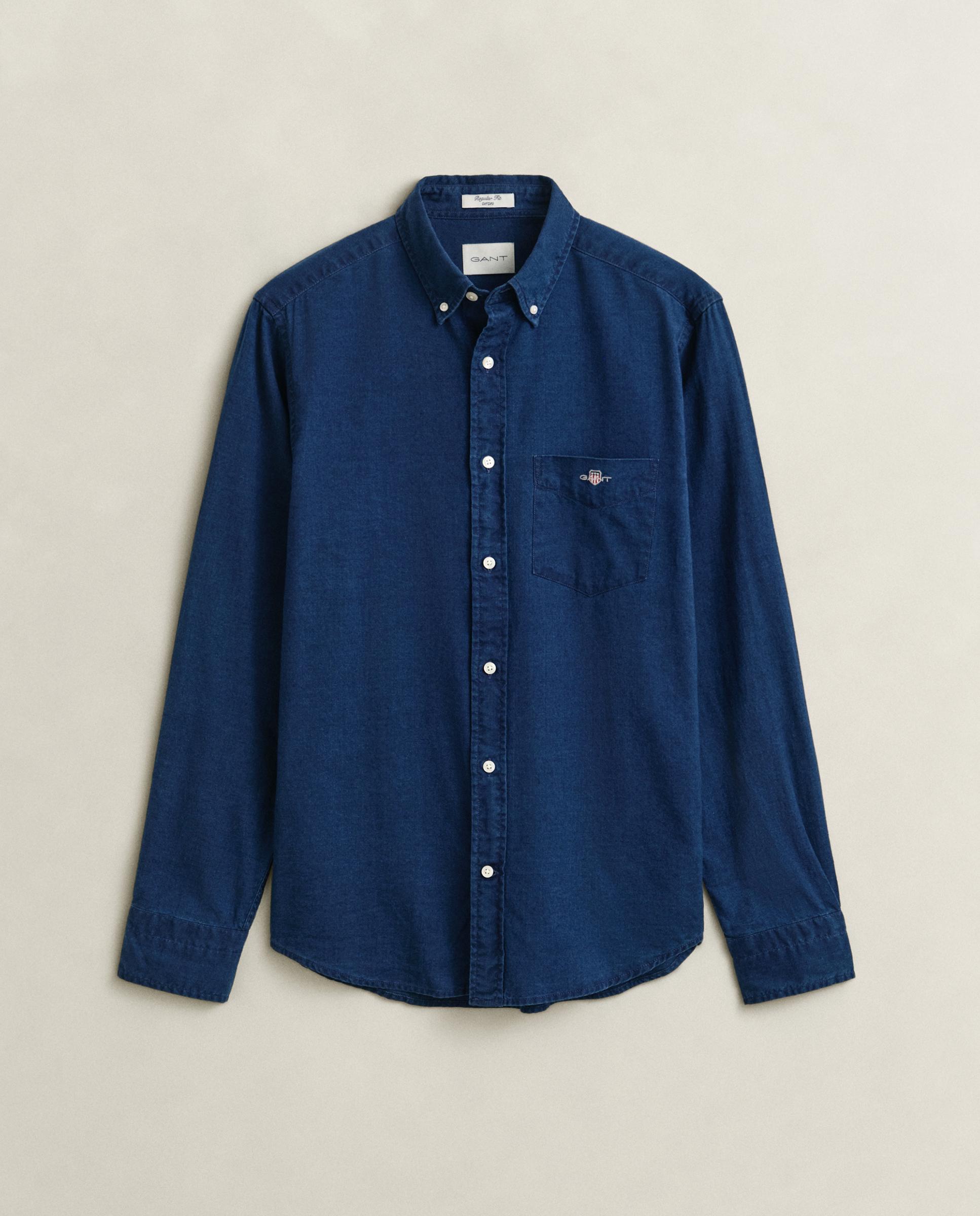 Camisa de hombre oxford de manga larga - Gant - Índigo Índigo-4