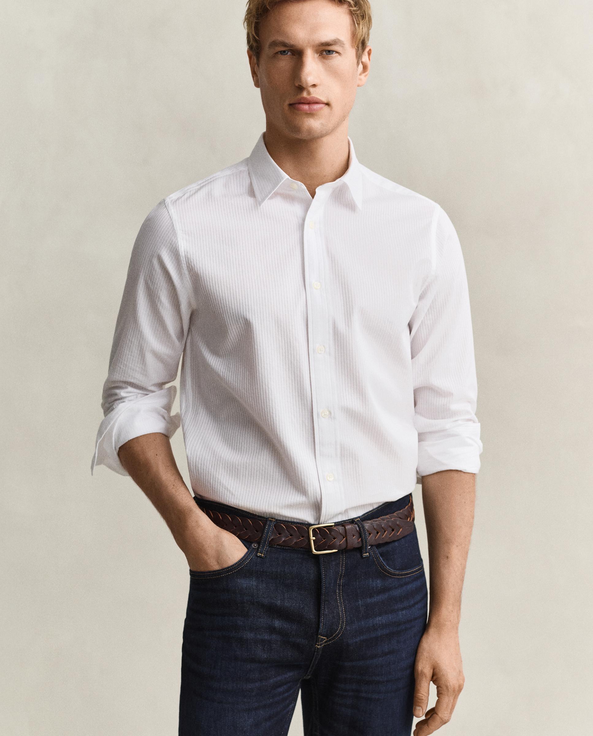 Camisa de hombre regular de manga larga - Gant - Blanco Blanco-1