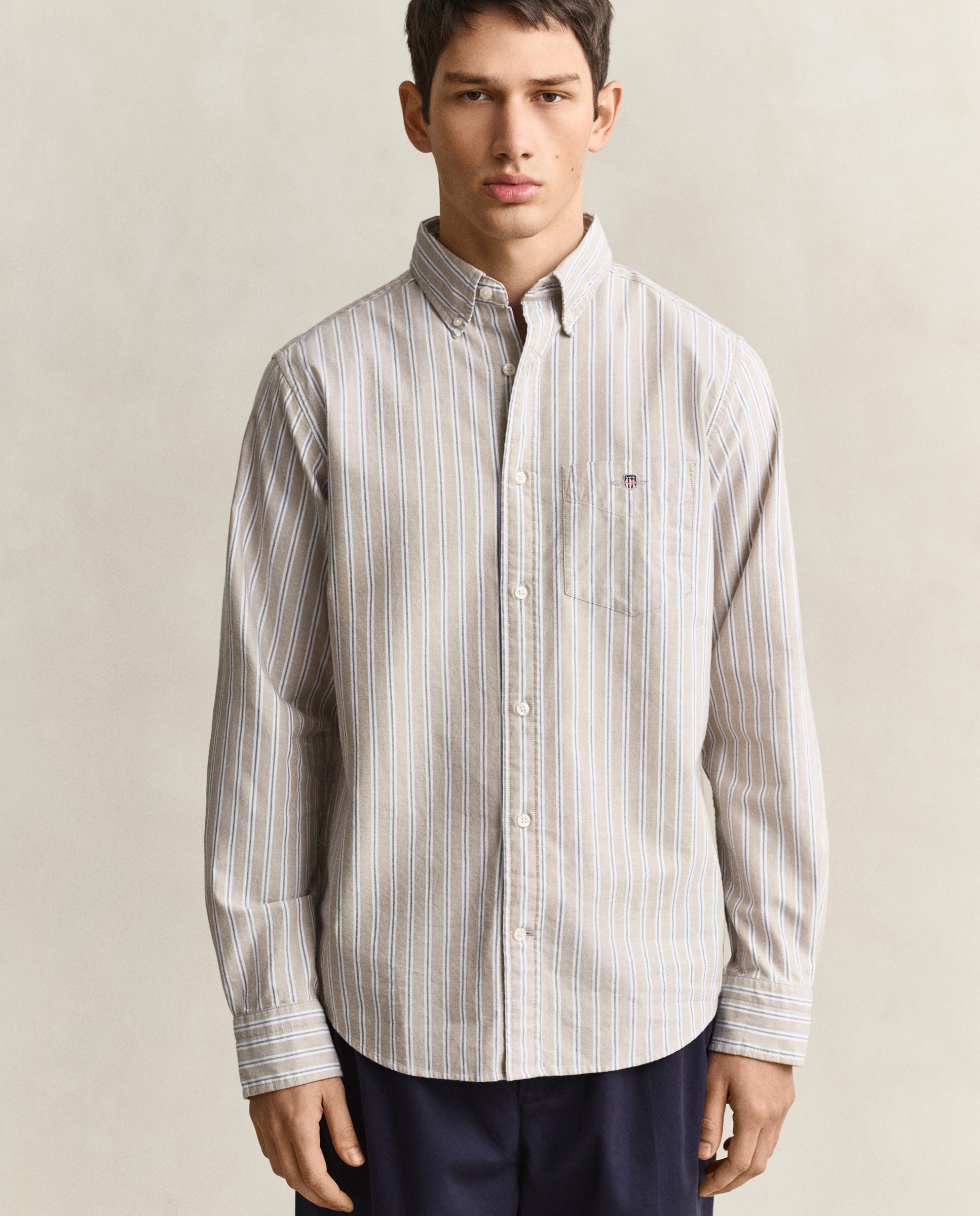 Camisa de hombre oxford de manga larga - Gant - Gris Gris-1