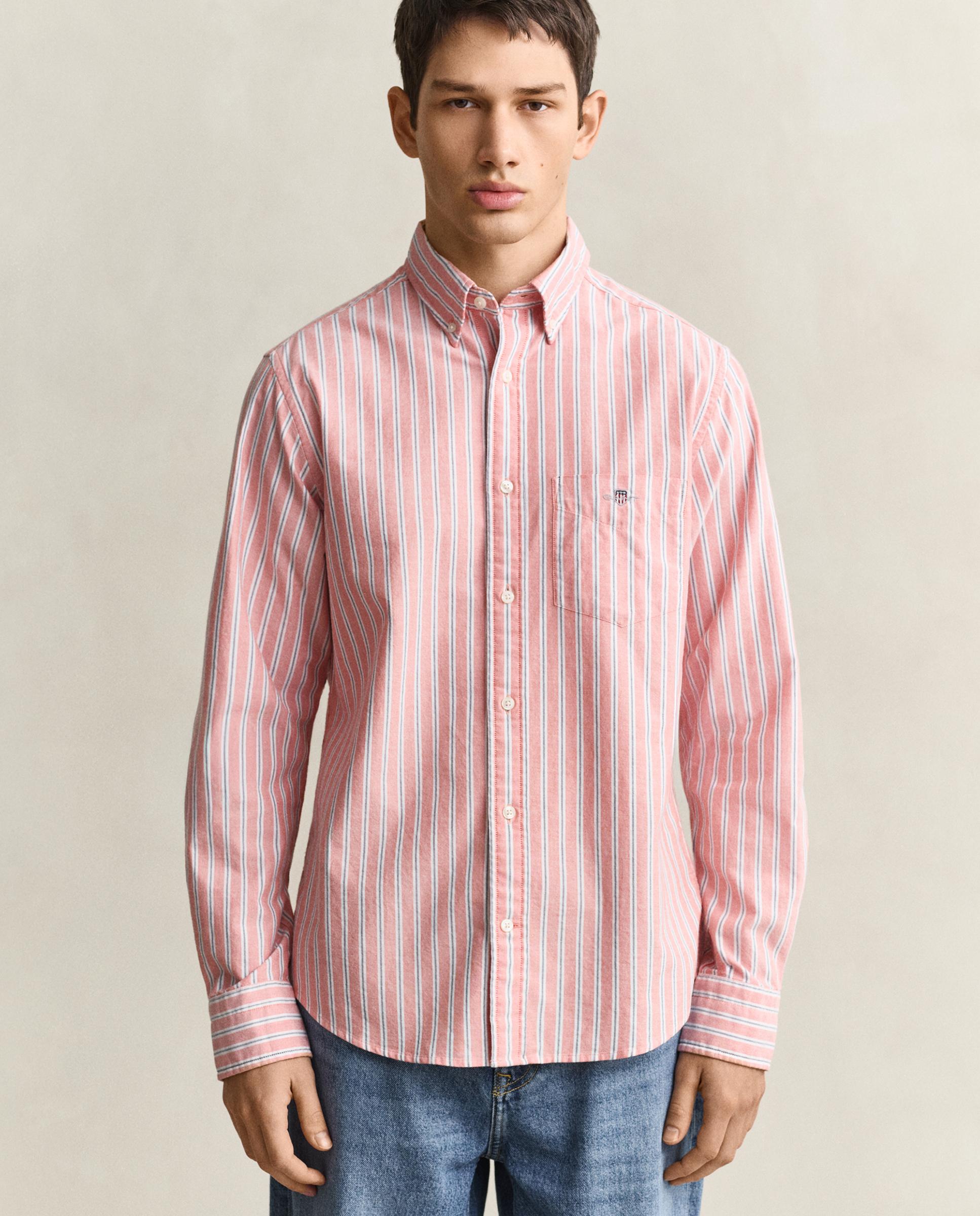 Camisa de hombre oxford de manga larga - Gant - Rojo Rojo-1