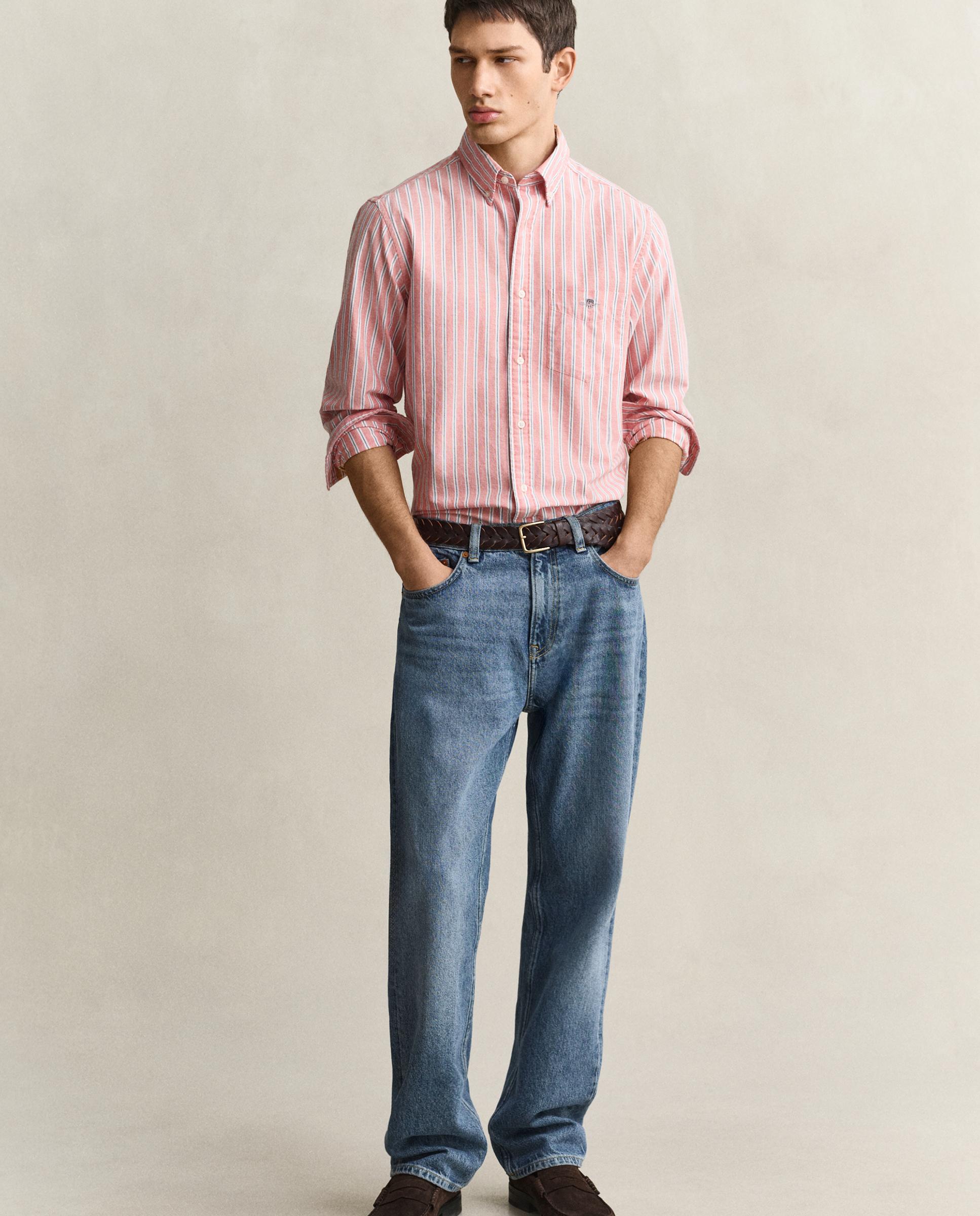 Camisa de hombre oxford de manga larga - Gant - Rojo Rojo-3
