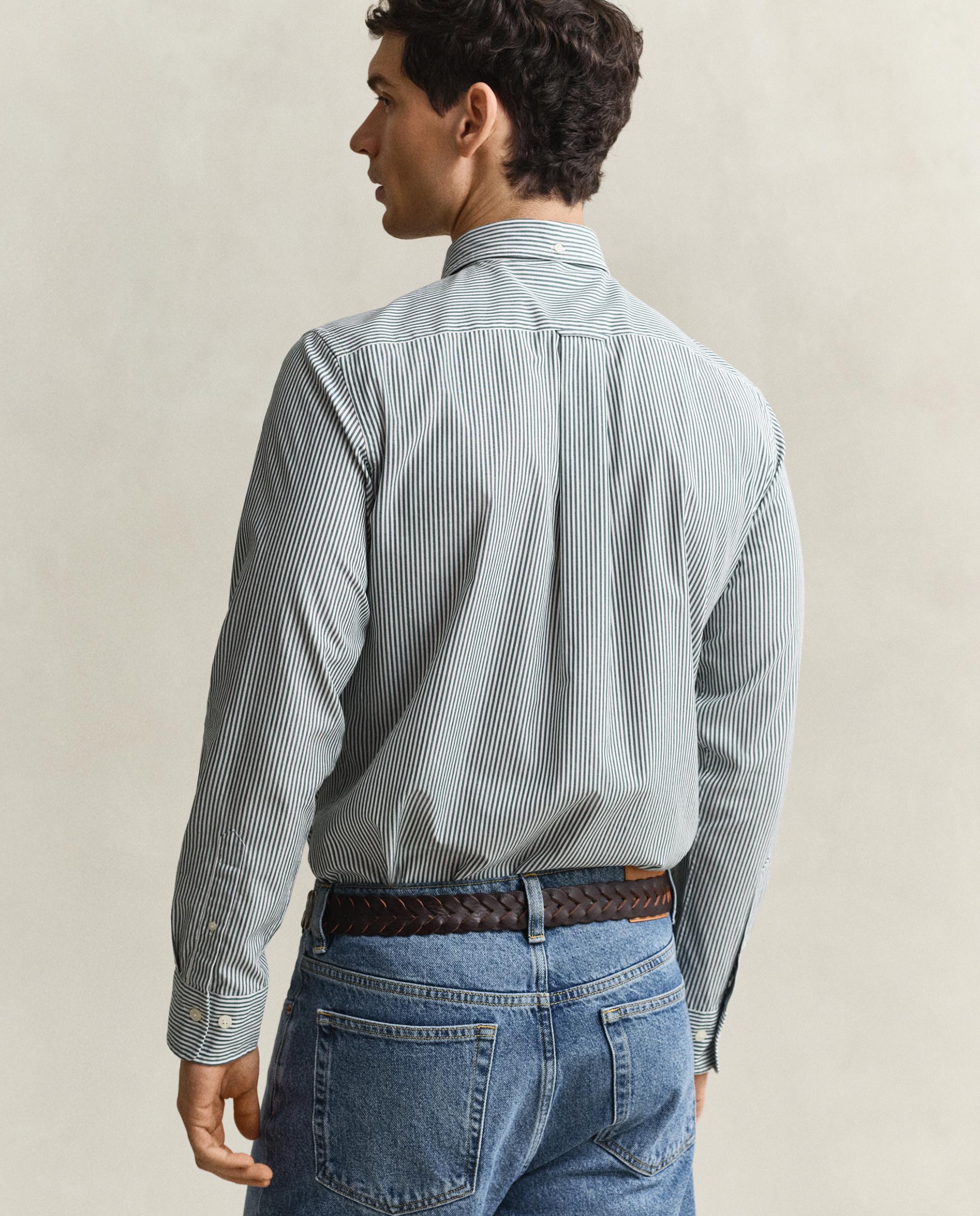 Camisa de hombre de popelina en rayas - Gant - Verde grisáceo Verde grisáceo-3