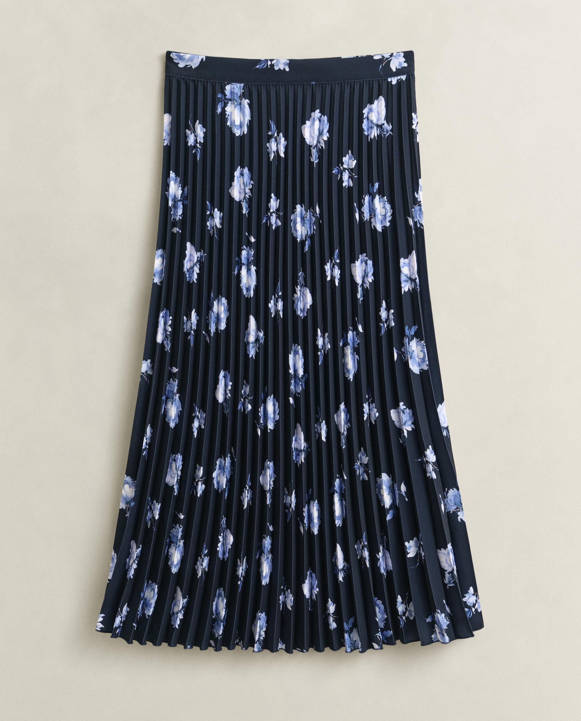 Falda midi plisada de flores - Gant - Azul marino Azul marino-4