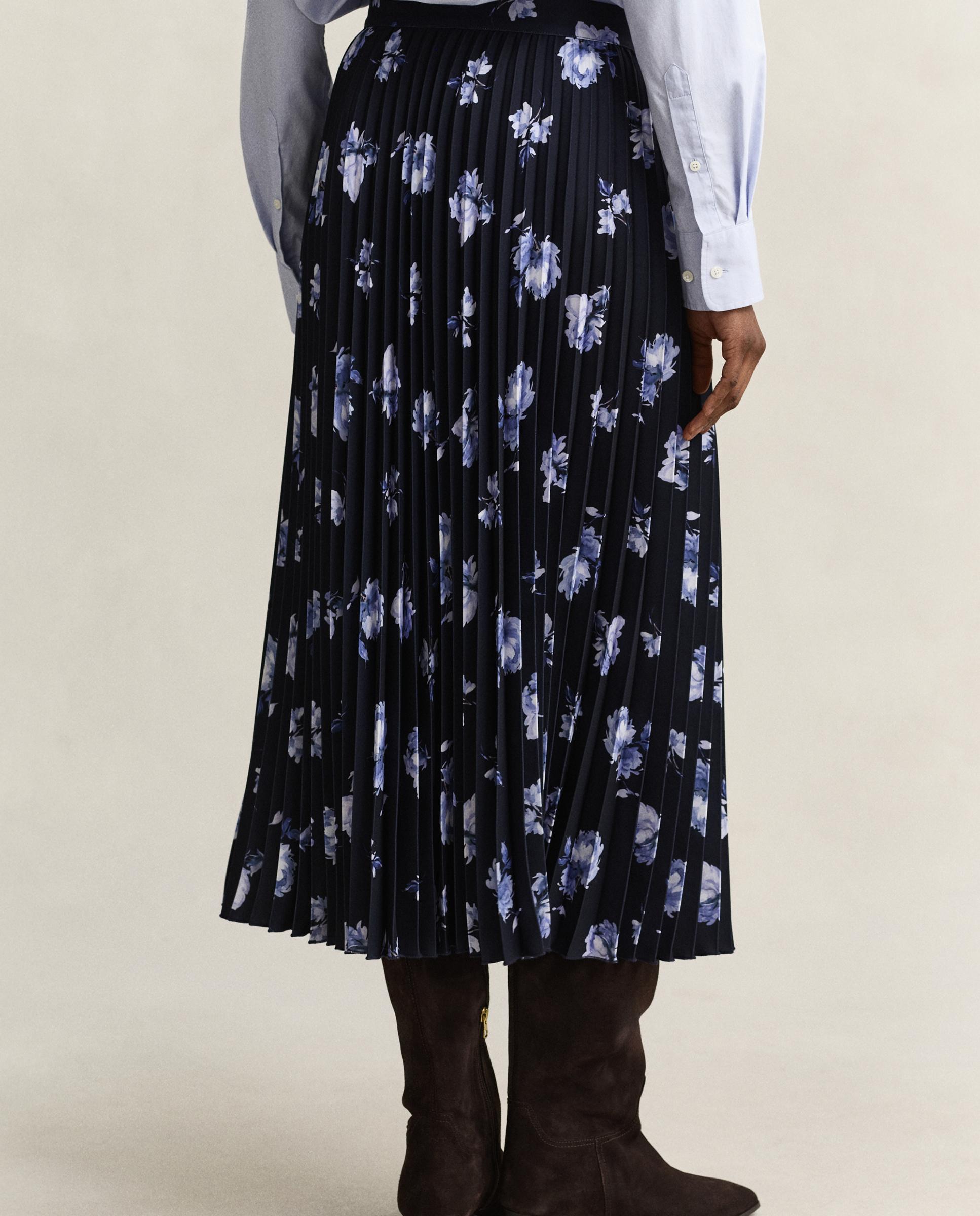 Falda midi plisada de flores - Gant - Azul marino Azul marino-3