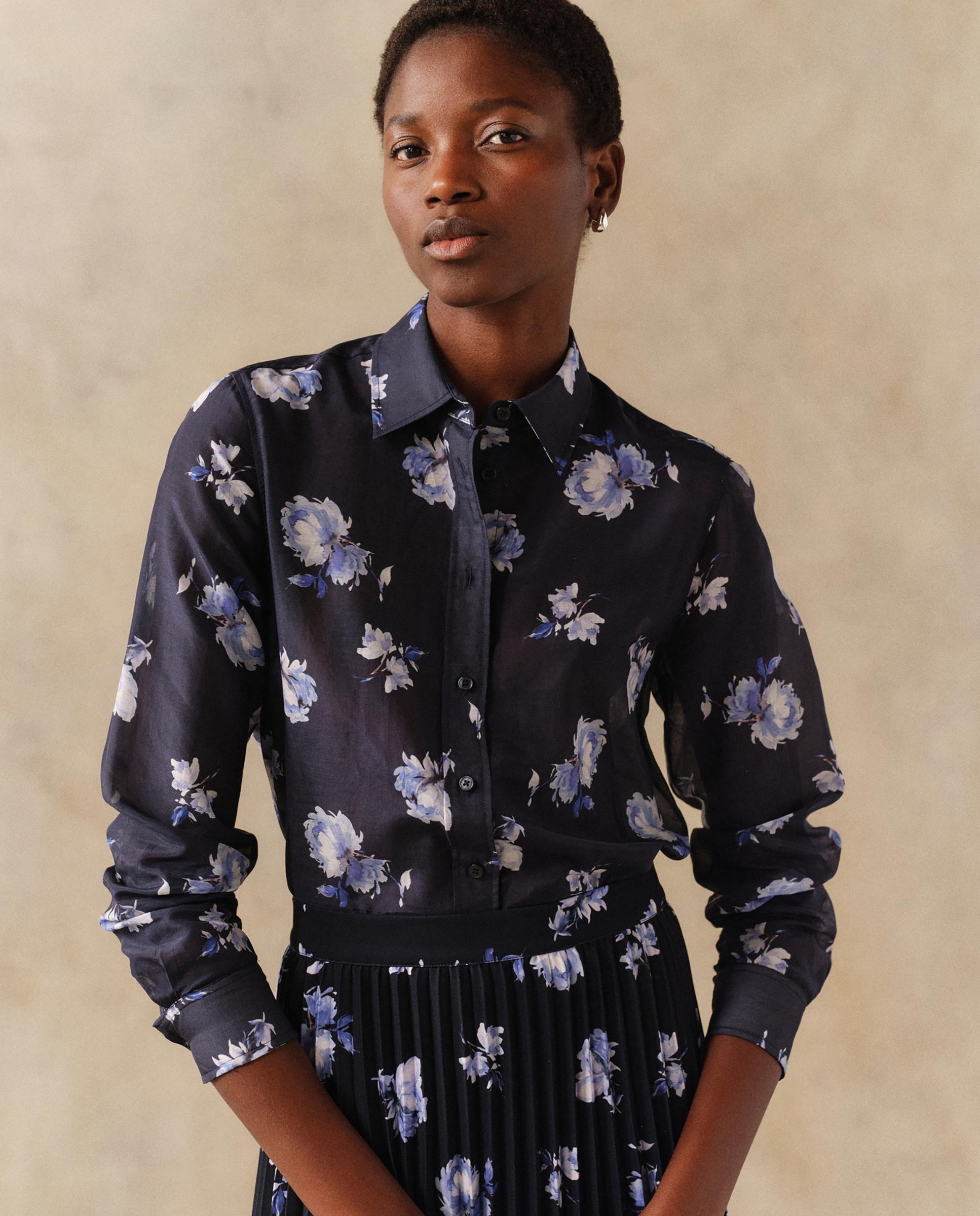 Camisa de mujer de manga larga con flores - Gant - Azul Azul-1
