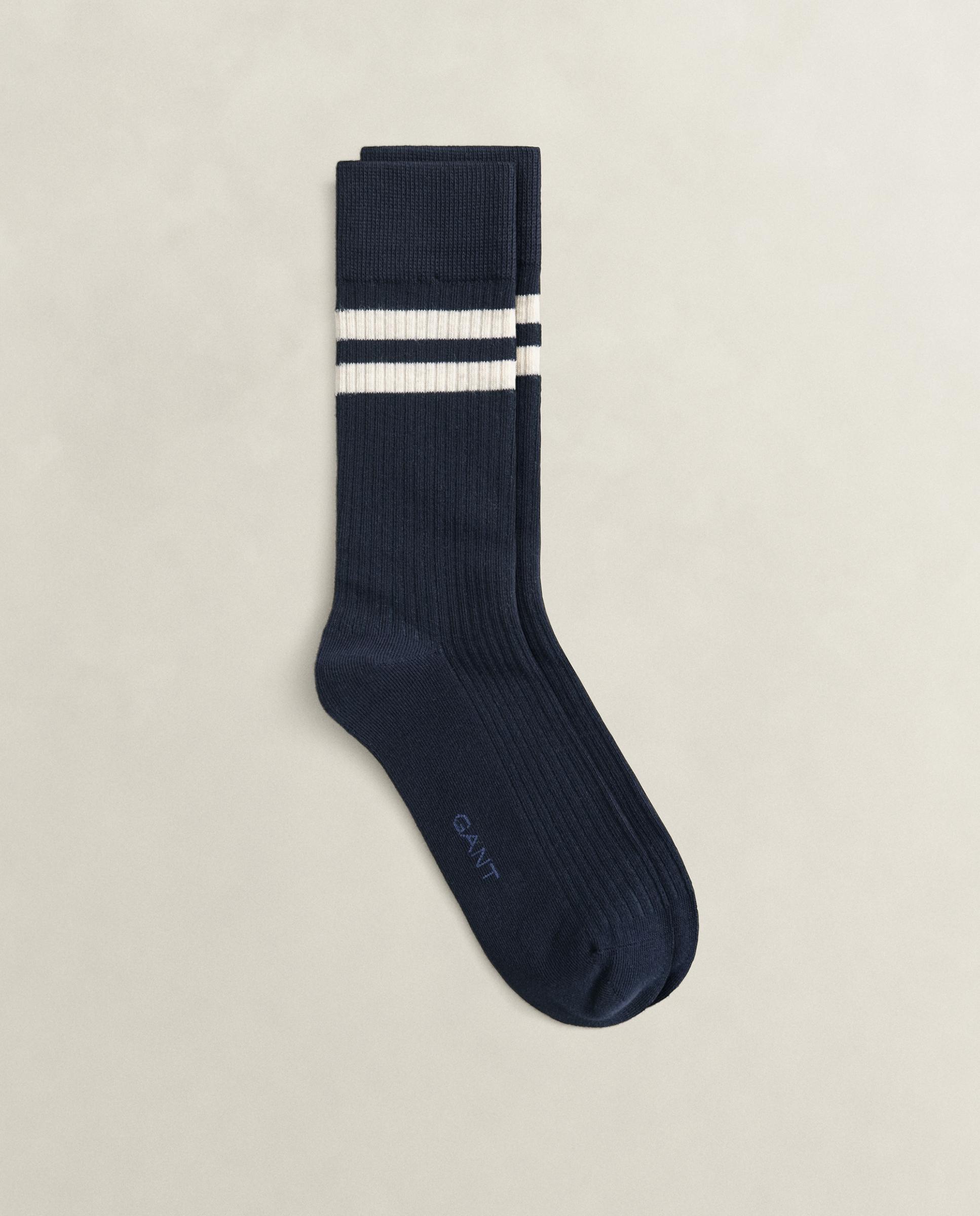 Imagen 0 de Calcetines altos de hombre deportivos con rayas Azul