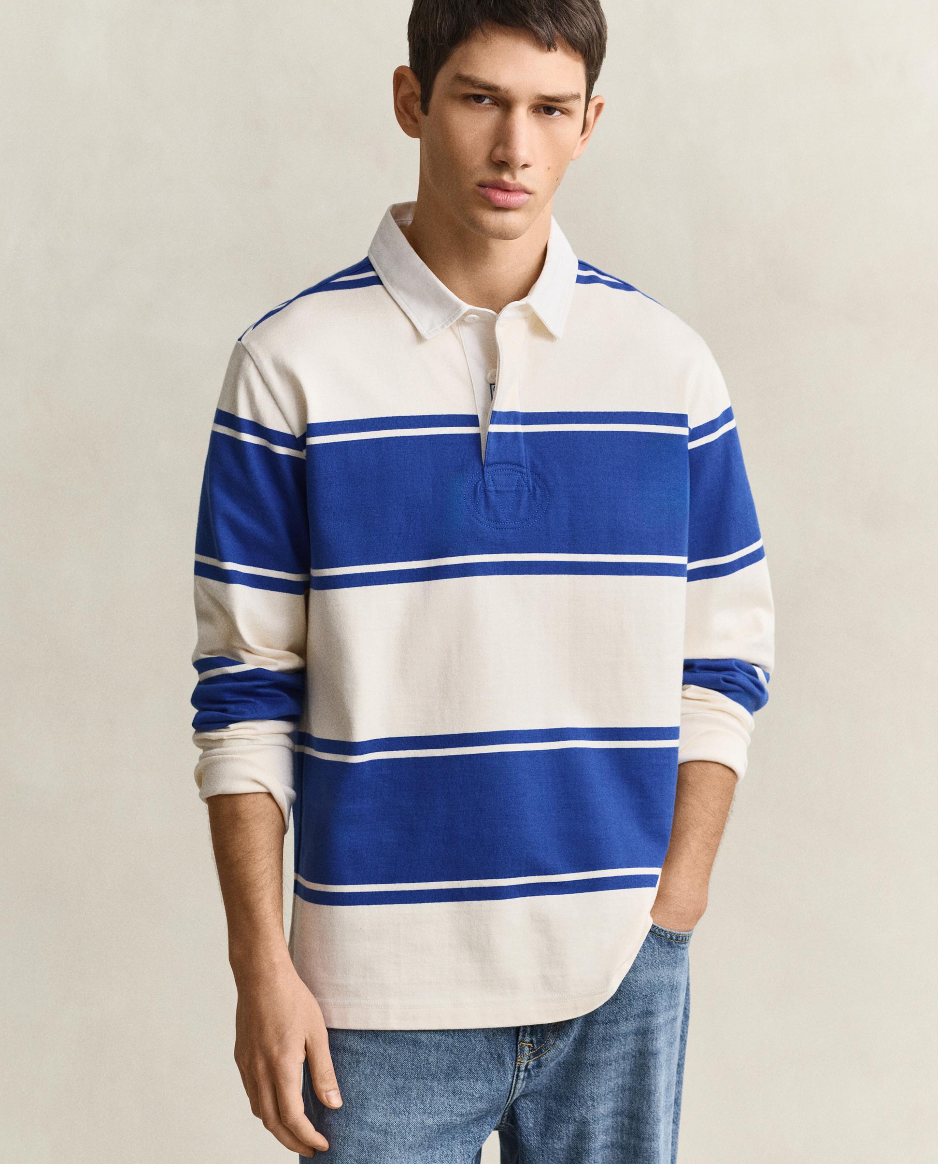 Polo de hombre de manga larga con rayas - Gant - Azul Azul-1