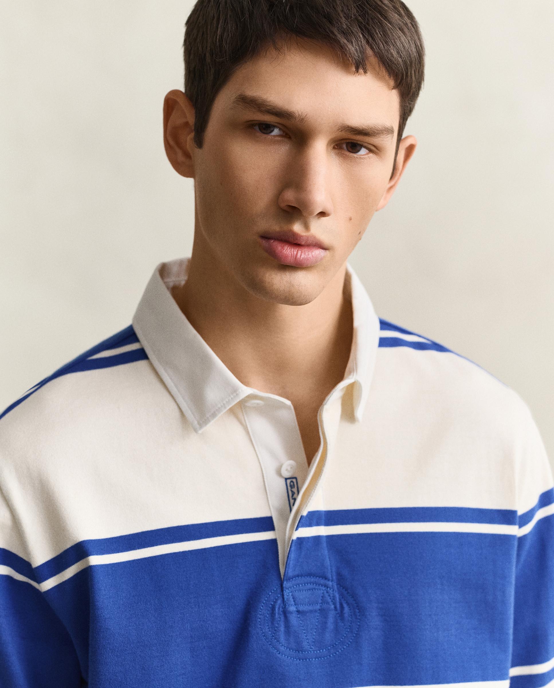 Polo de hombre de manga larga con rayas - Gant - Azul Azul-3