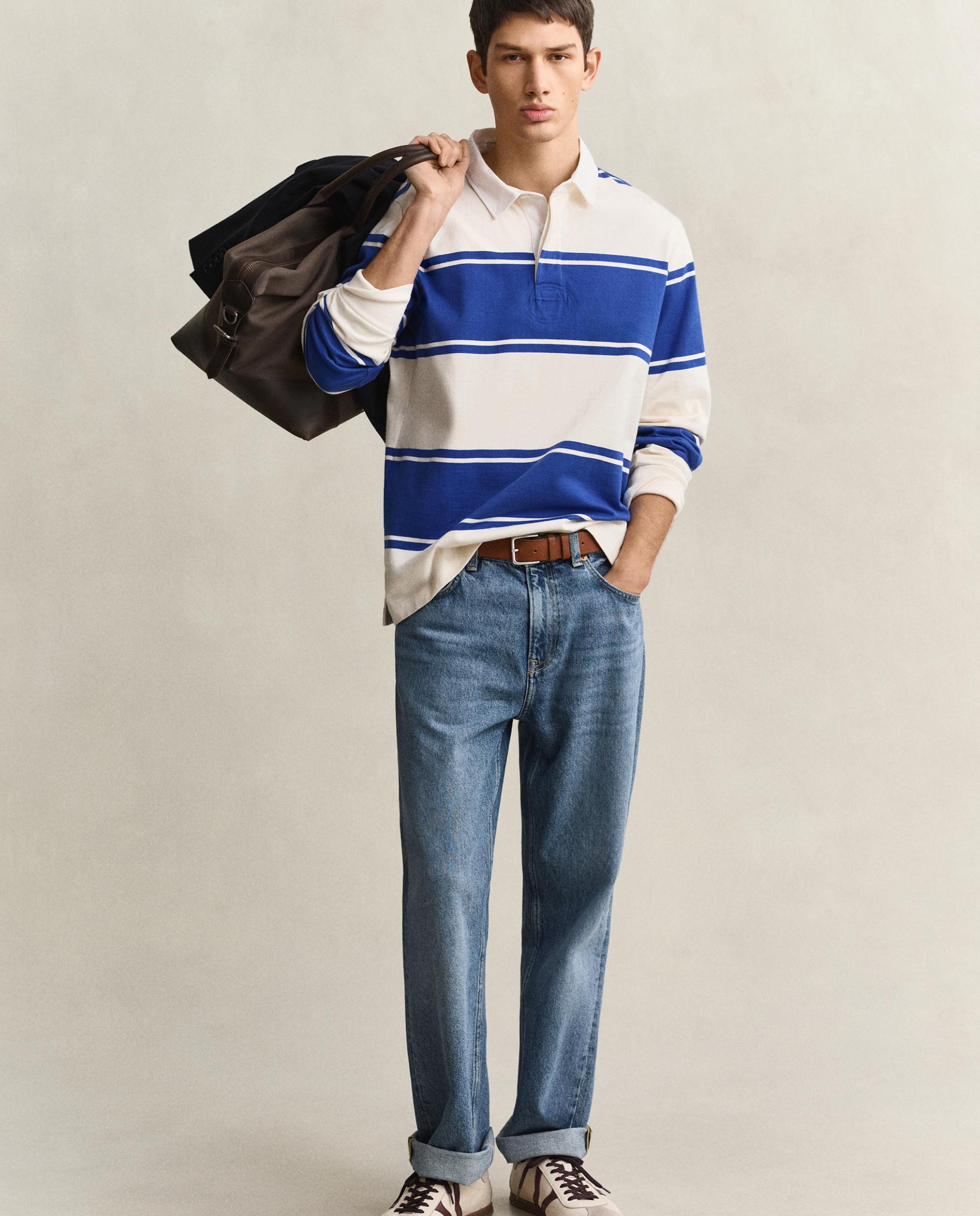 Polo de hombre de manga larga con rayas - Gant - Azul Azul-4