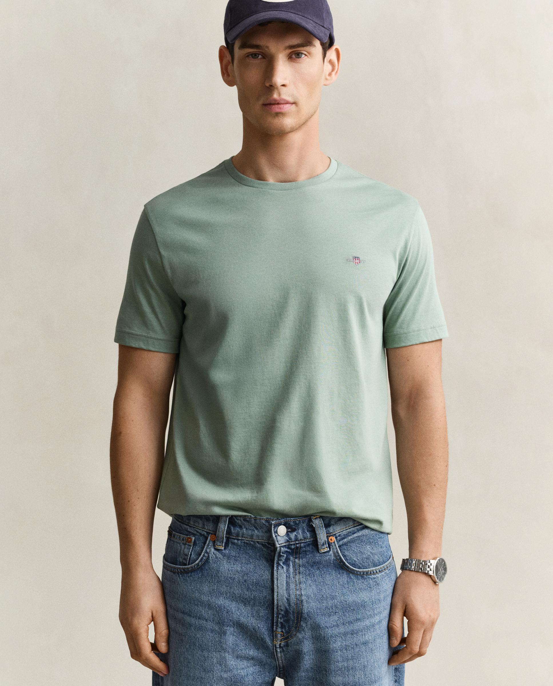 Camiseta de hombre de manga corta con logo - Gant - Azul anticuario Azul anticuario-1