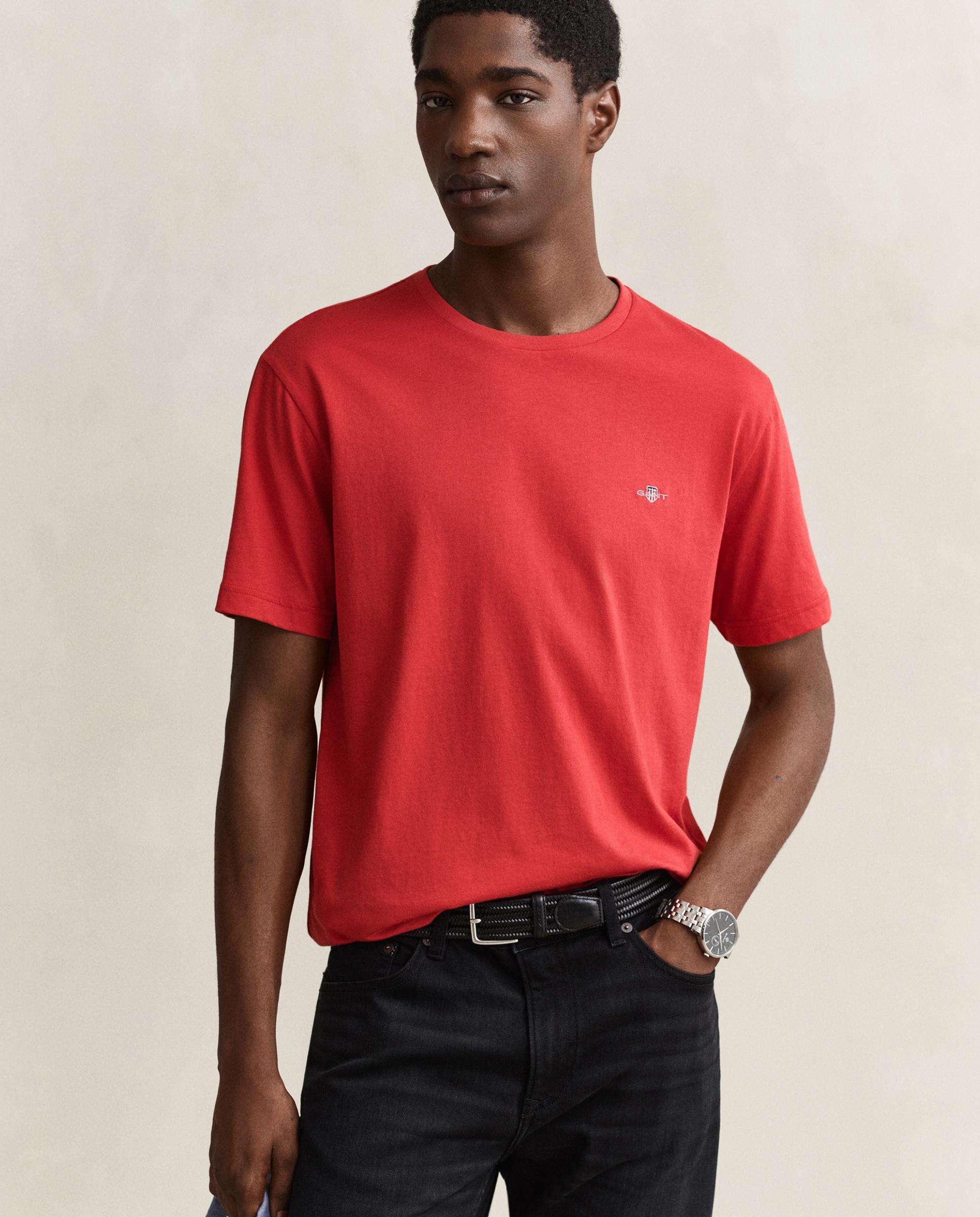 Camiseta de hombre de manga corta con logo - Gant - Rojo Rojo-1