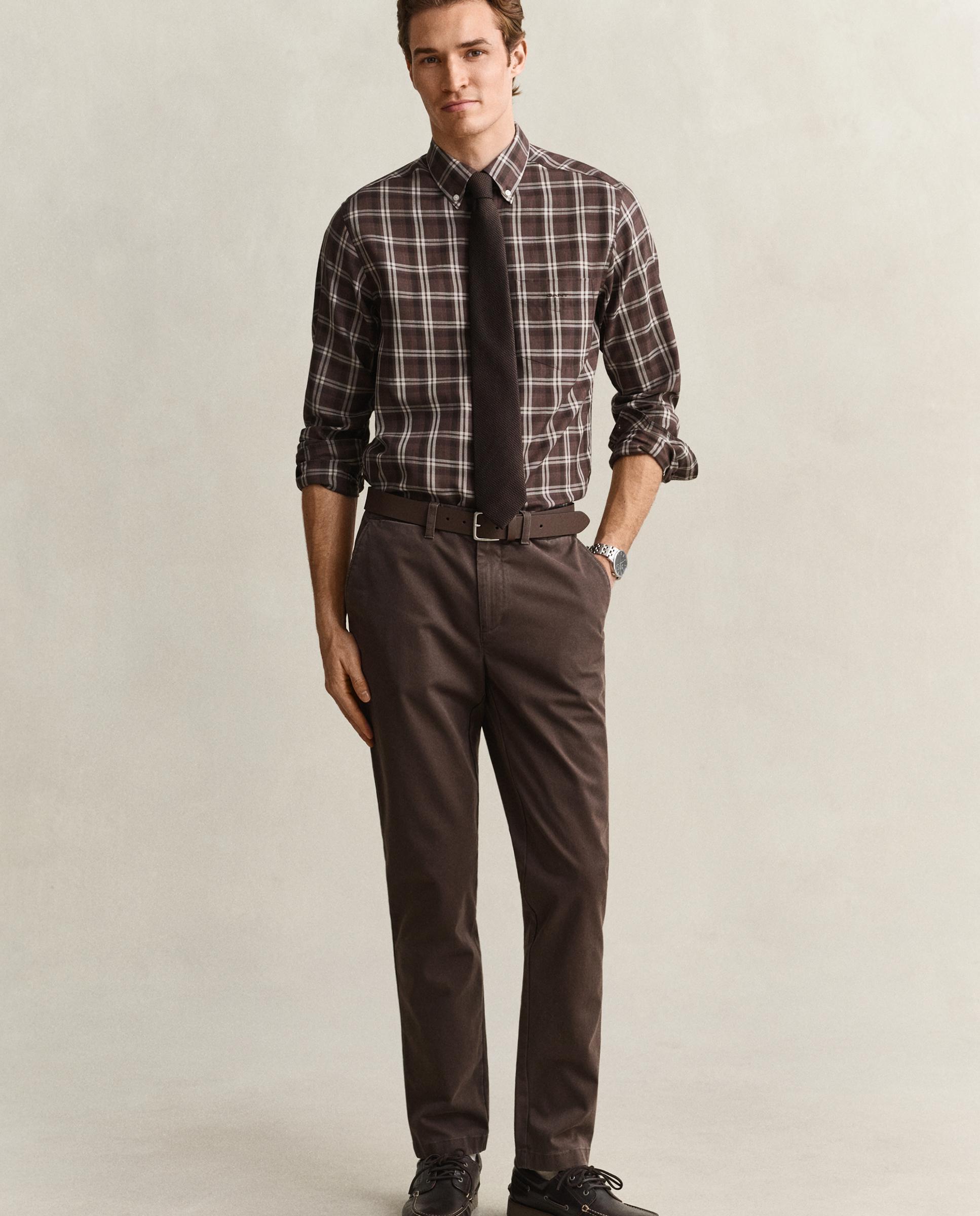 Chinos de hombre slim confort - Gant - Marrón Marrón-1