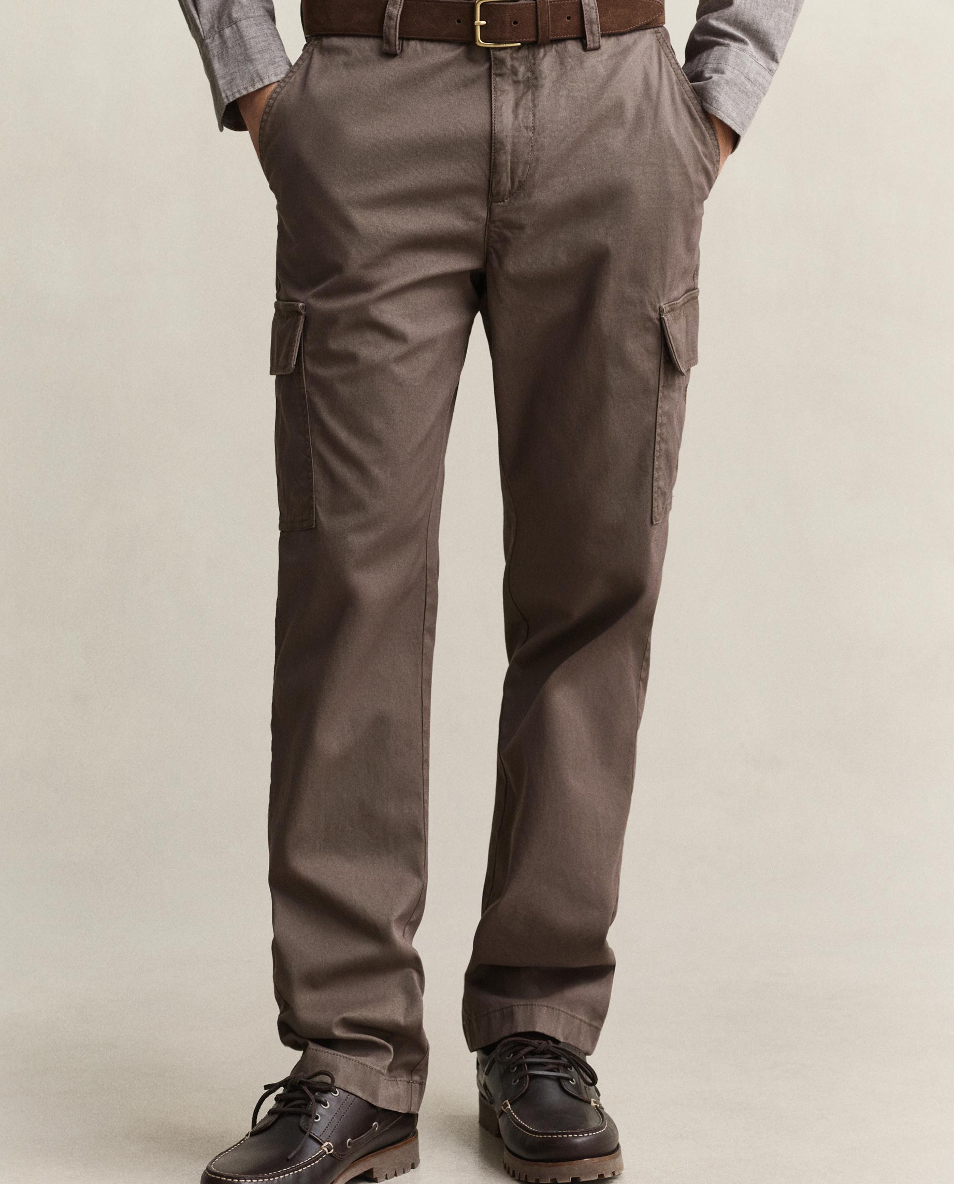 Pantalones de cargo de hombre rectos con bolsillo de solapa - Gant - Marrón Marrón-2