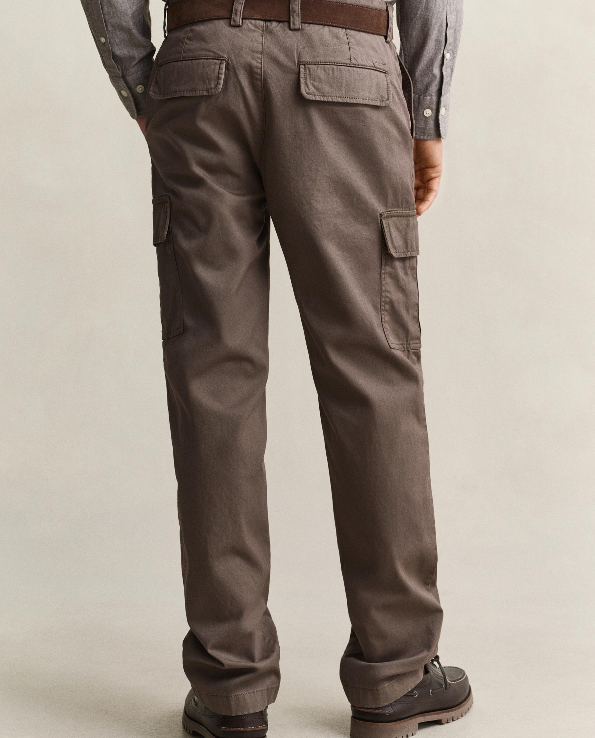 Pantalones de cargo de hombre rectos con bolsillo de solapa - Gant - Marrón Marrón-3