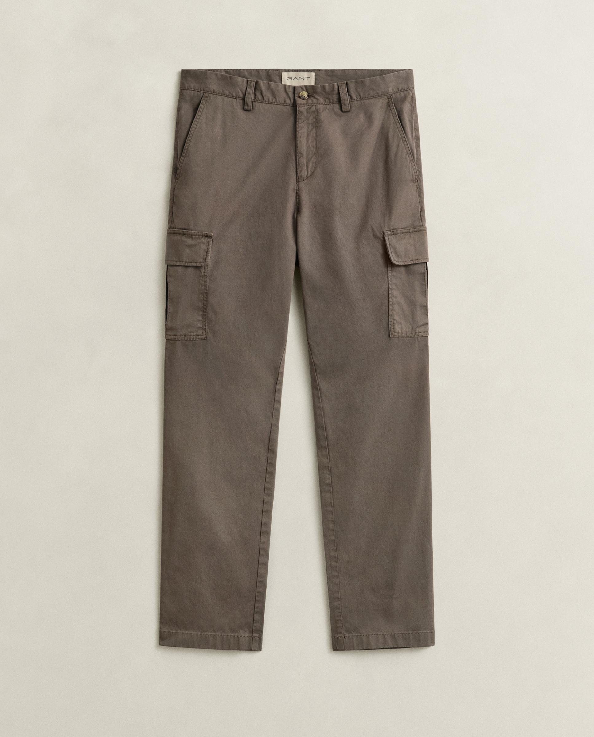 Pantalones de cargo de hombre rectos con bolsillo de solapa - Gant - Marrón Marrón-4
