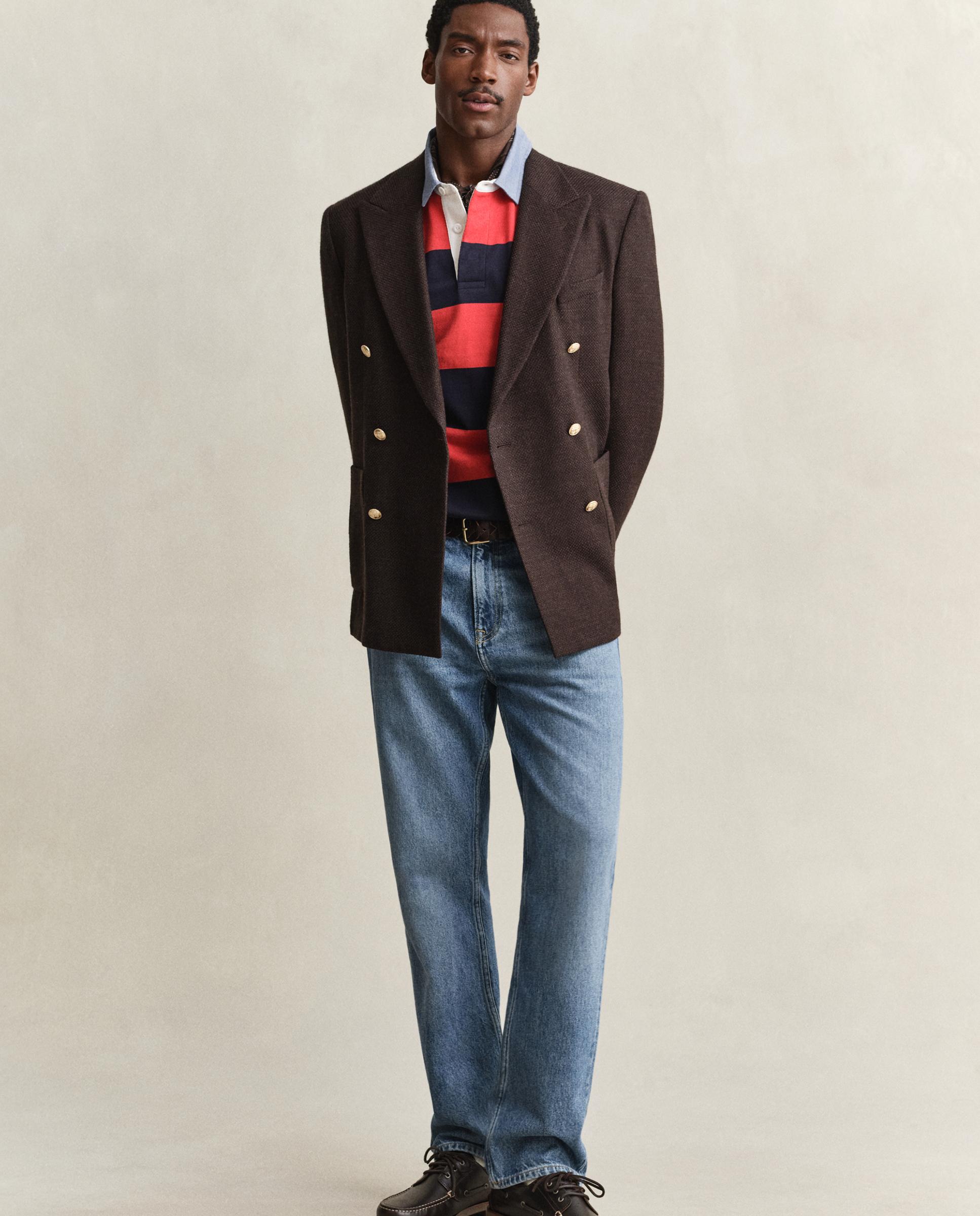 Polo de hombre de manga larga con rayas - Gant - Rojo Rojo-4