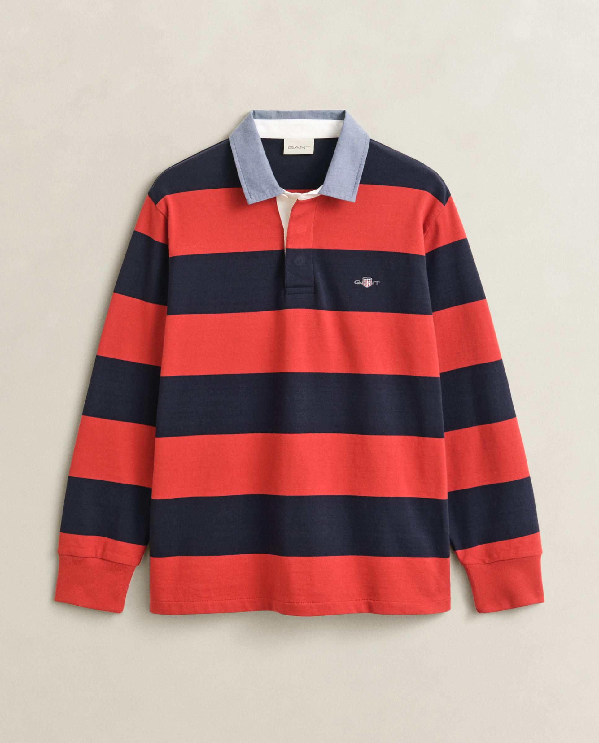 Polo de hombre de manga larga con rayas - Gant - Rojo Rojo-5