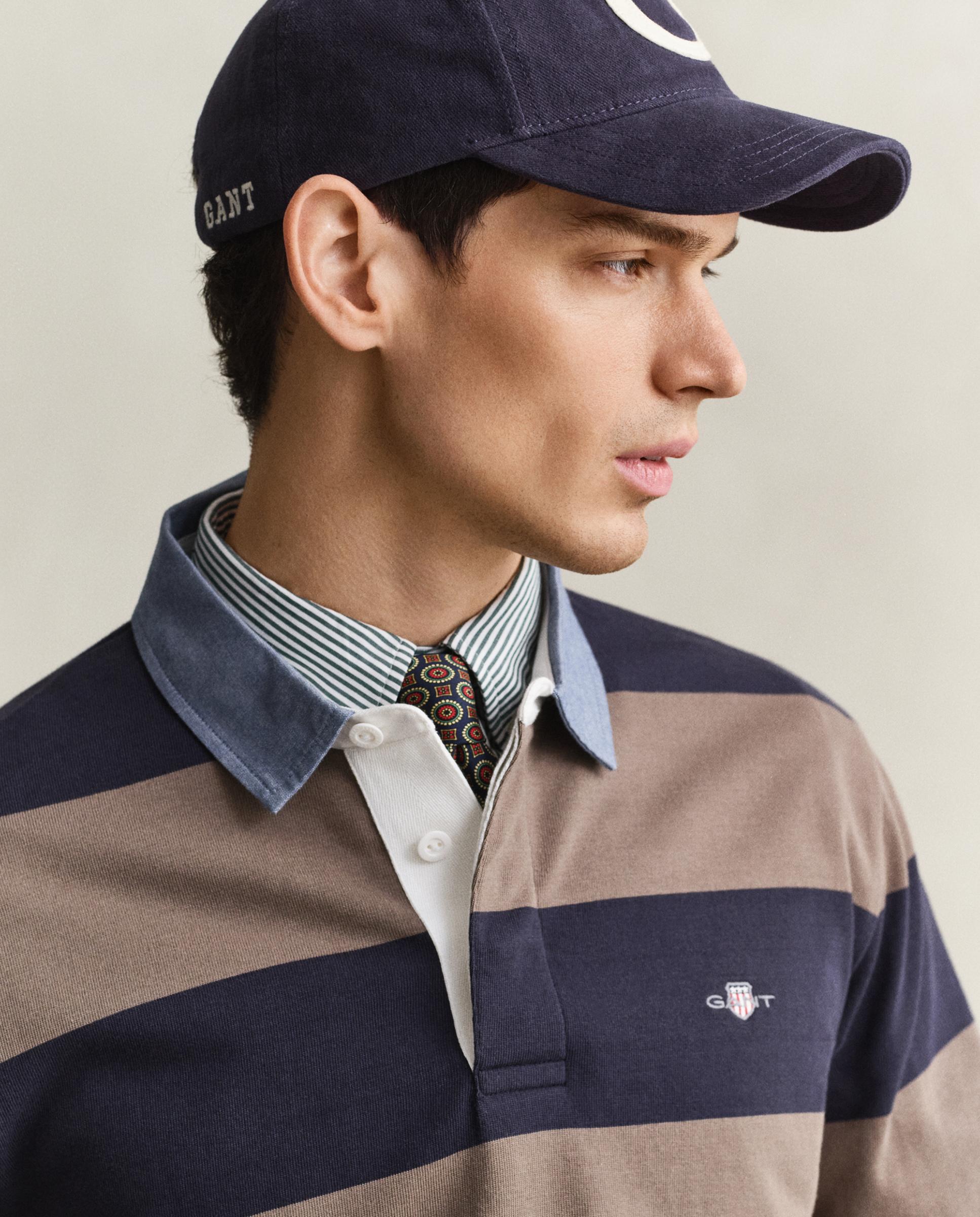Polo de hombre de manga larga con rayas - Gant - Gris Gris-3