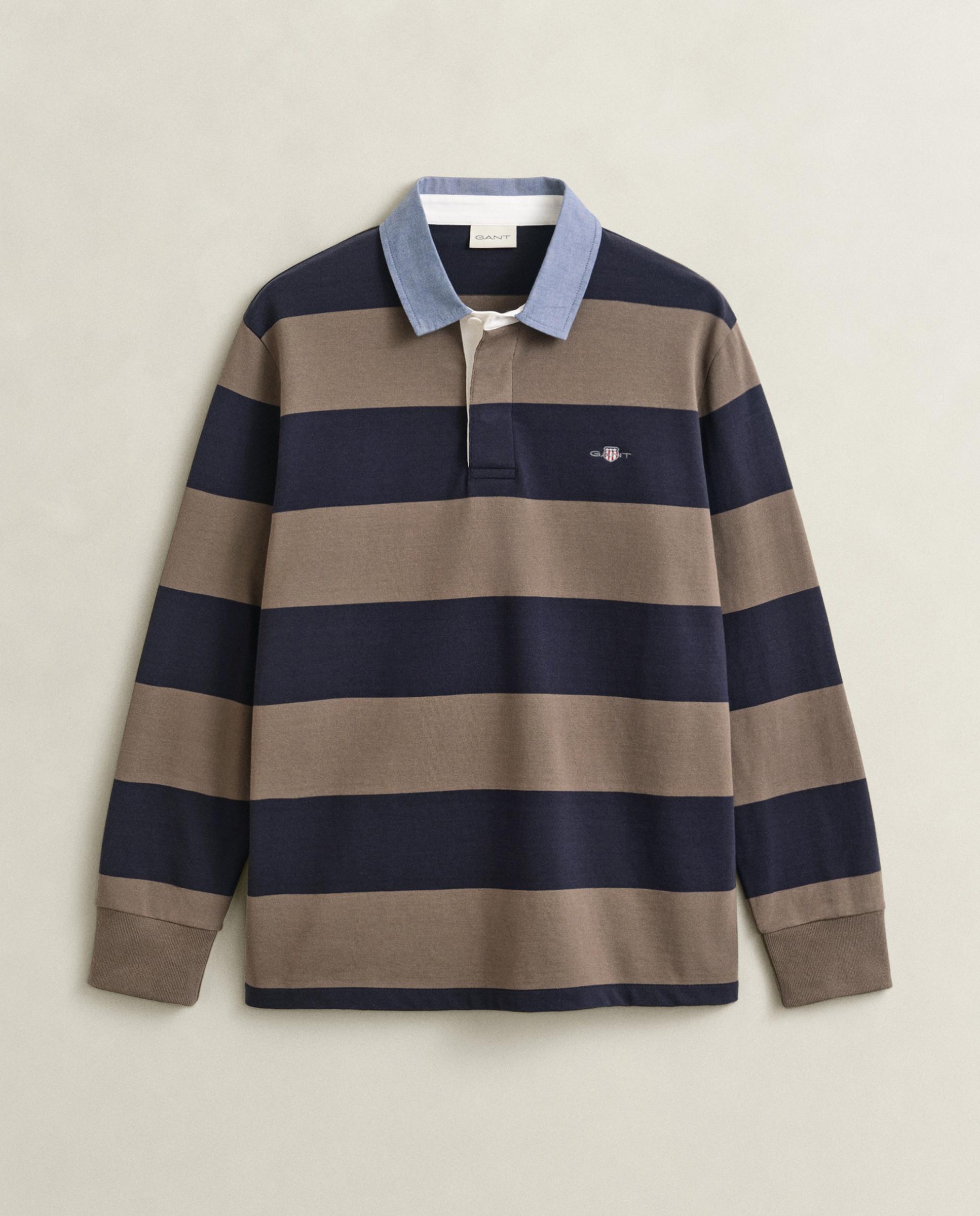 Polo de hombre de manga larga con rayas - Gant - Gris Gris-5