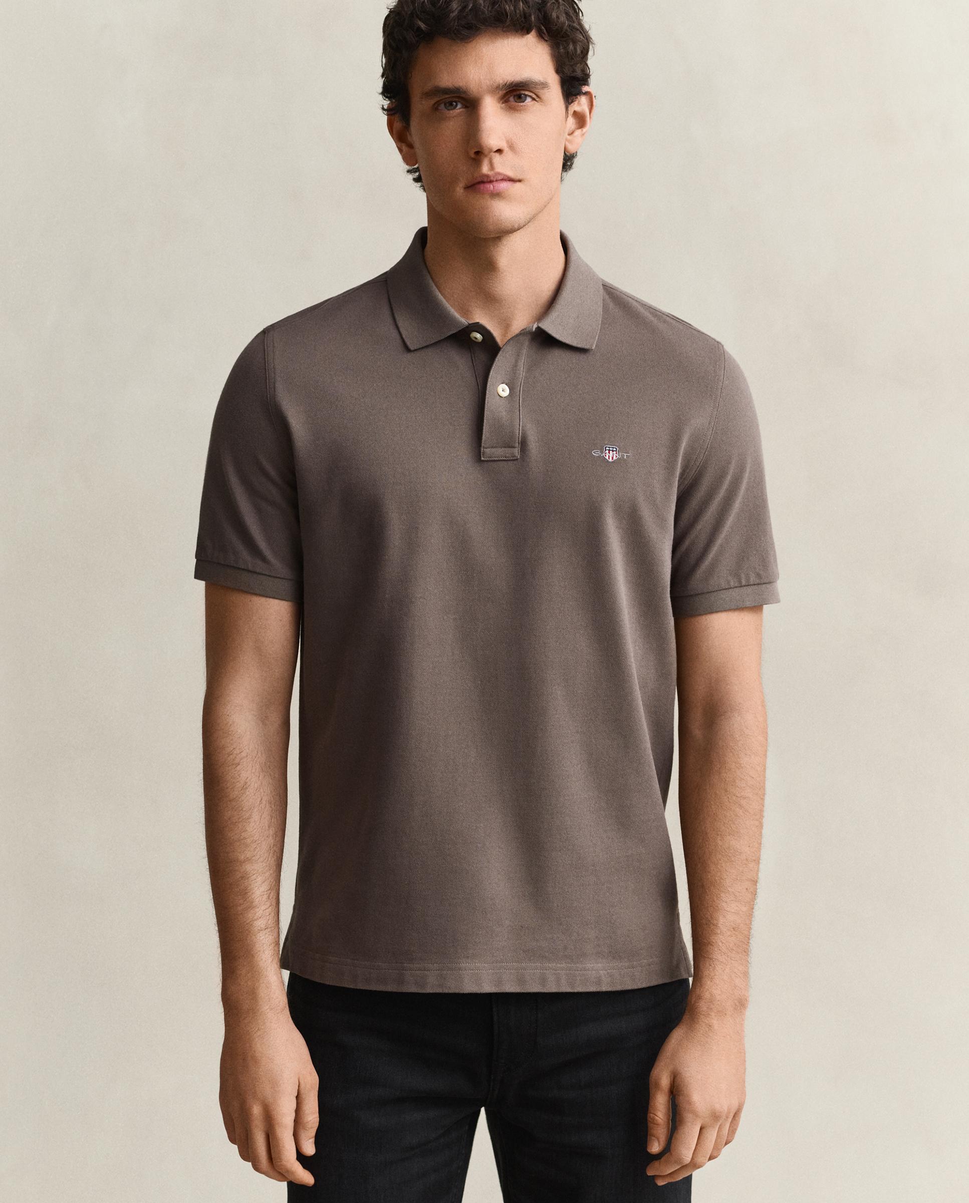 Polo de hombre de manga corta liso - Gant - Gris Gris-1