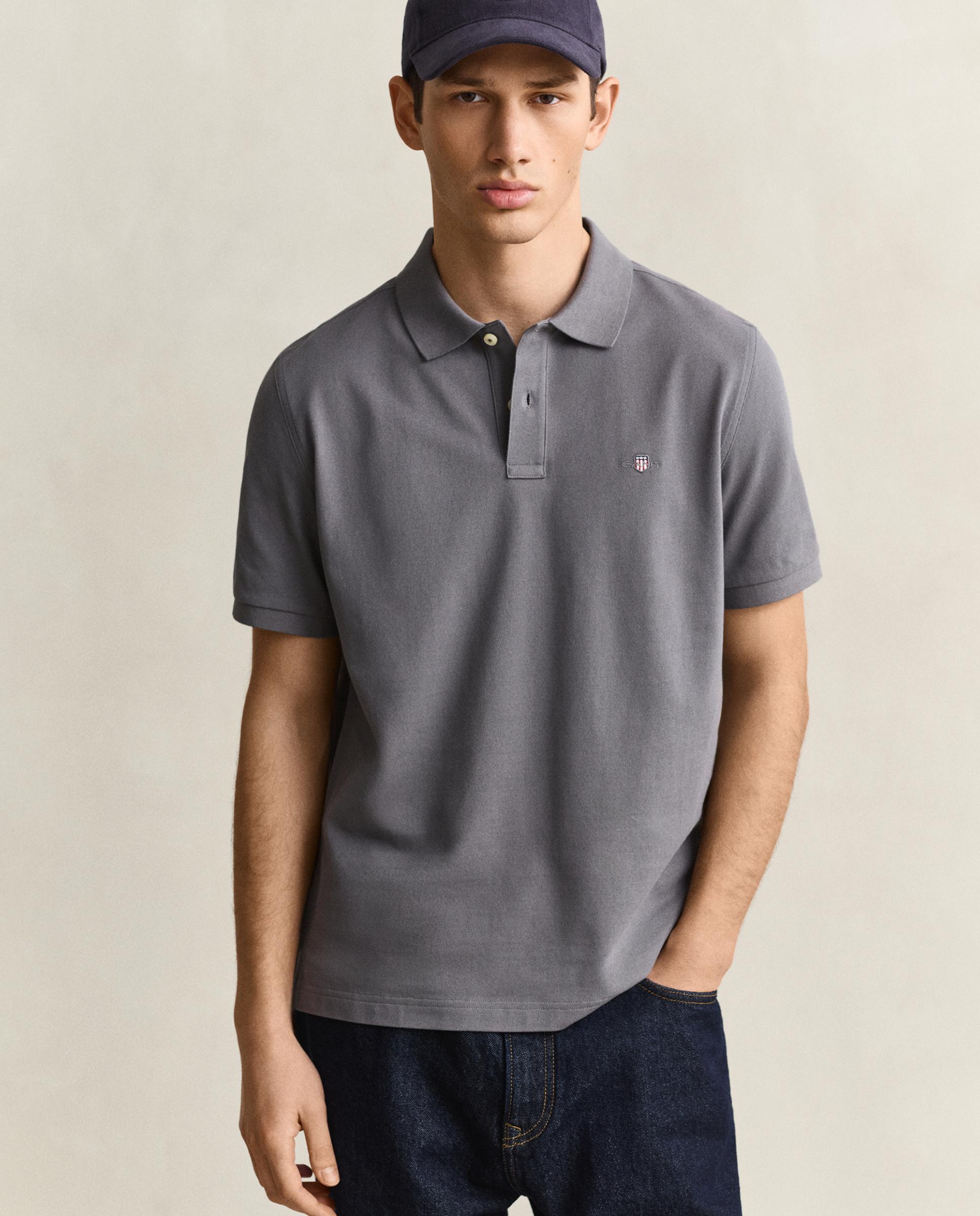Polo de hombre de manga corta liso - Gant - Gris oscuro Gris oscuro-1