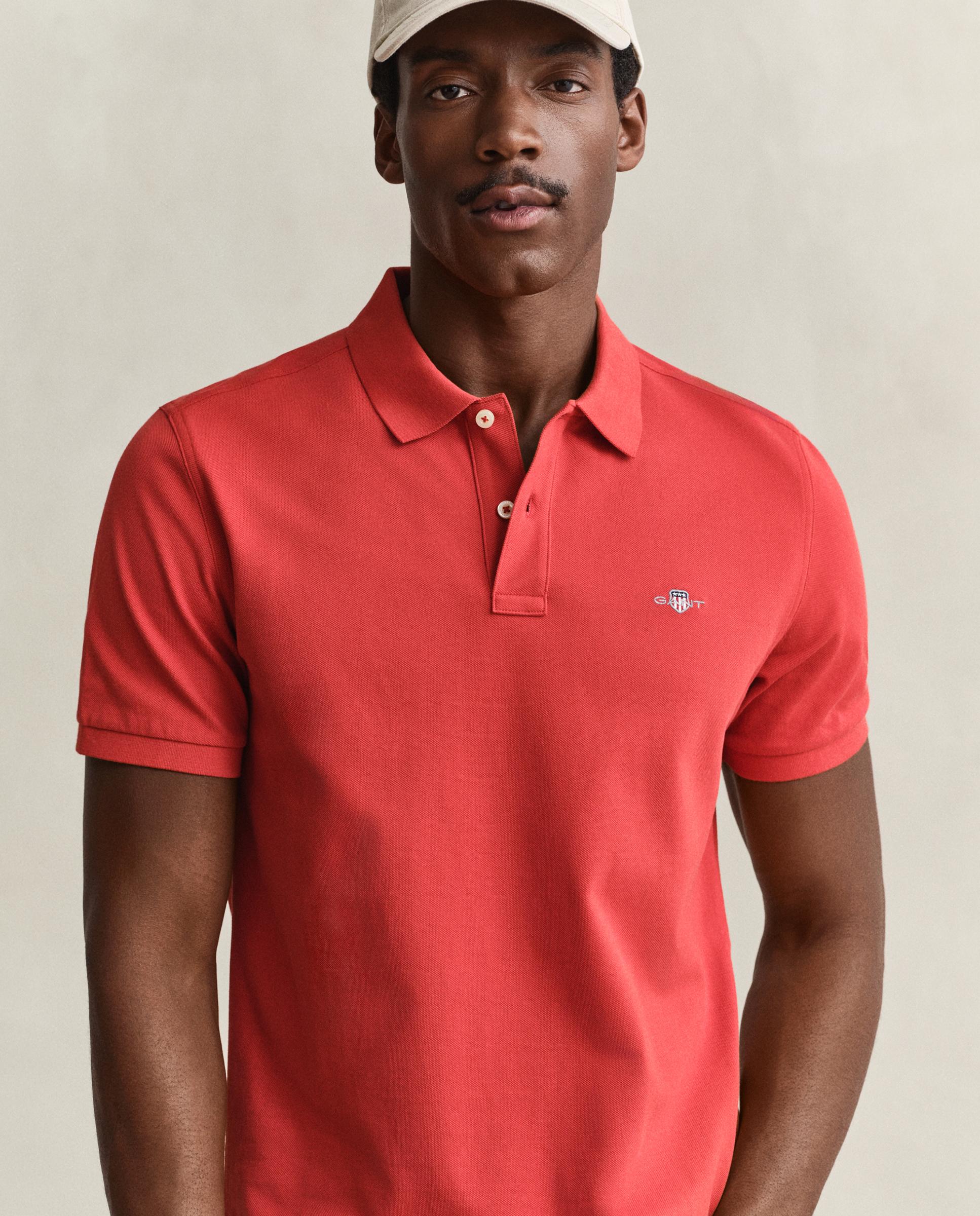 Polo de hombre de manga corta liso - Gant - Rojo Rojo-3