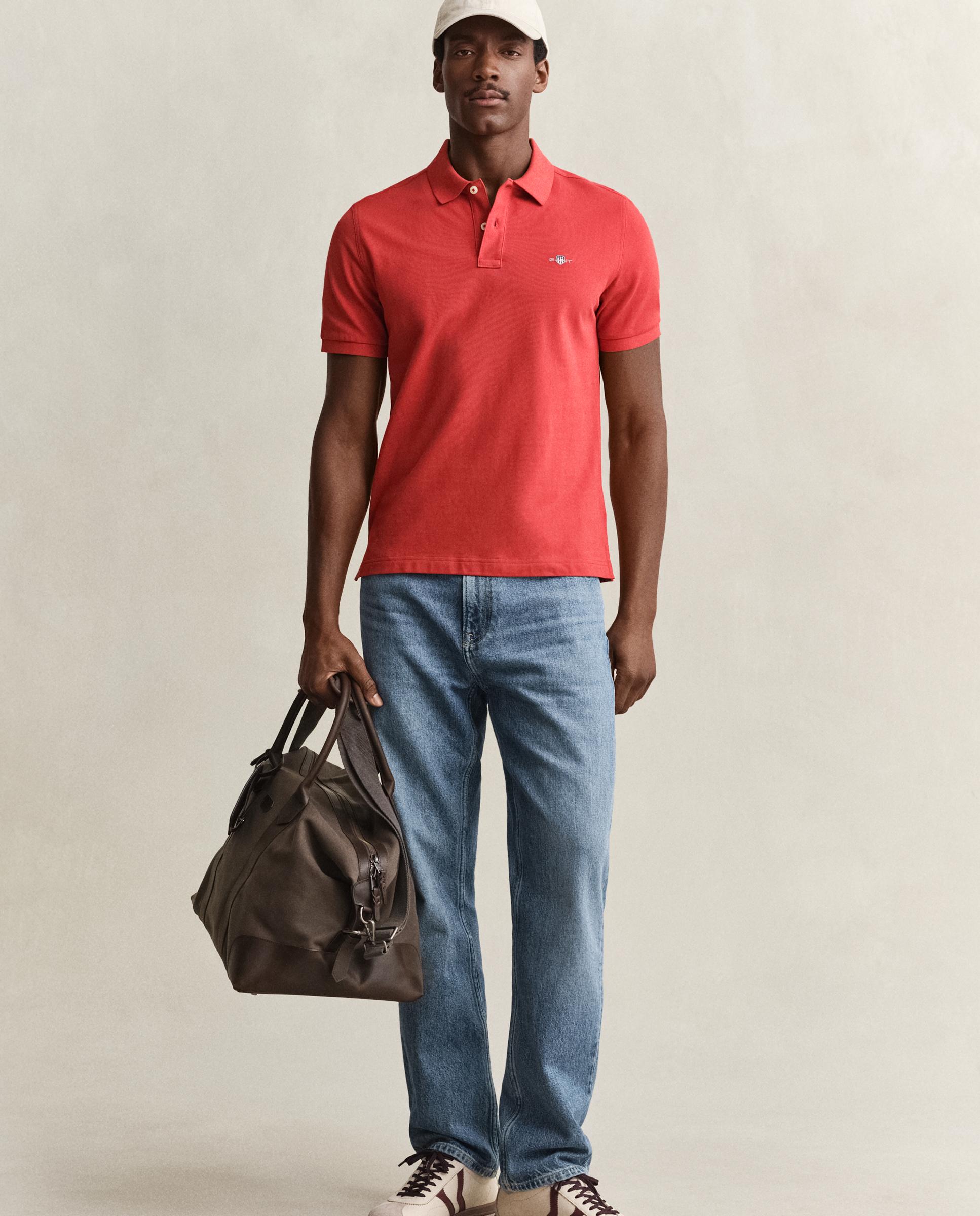 Polo de hombre de manga corta liso - Gant - Rojo Rojo-4