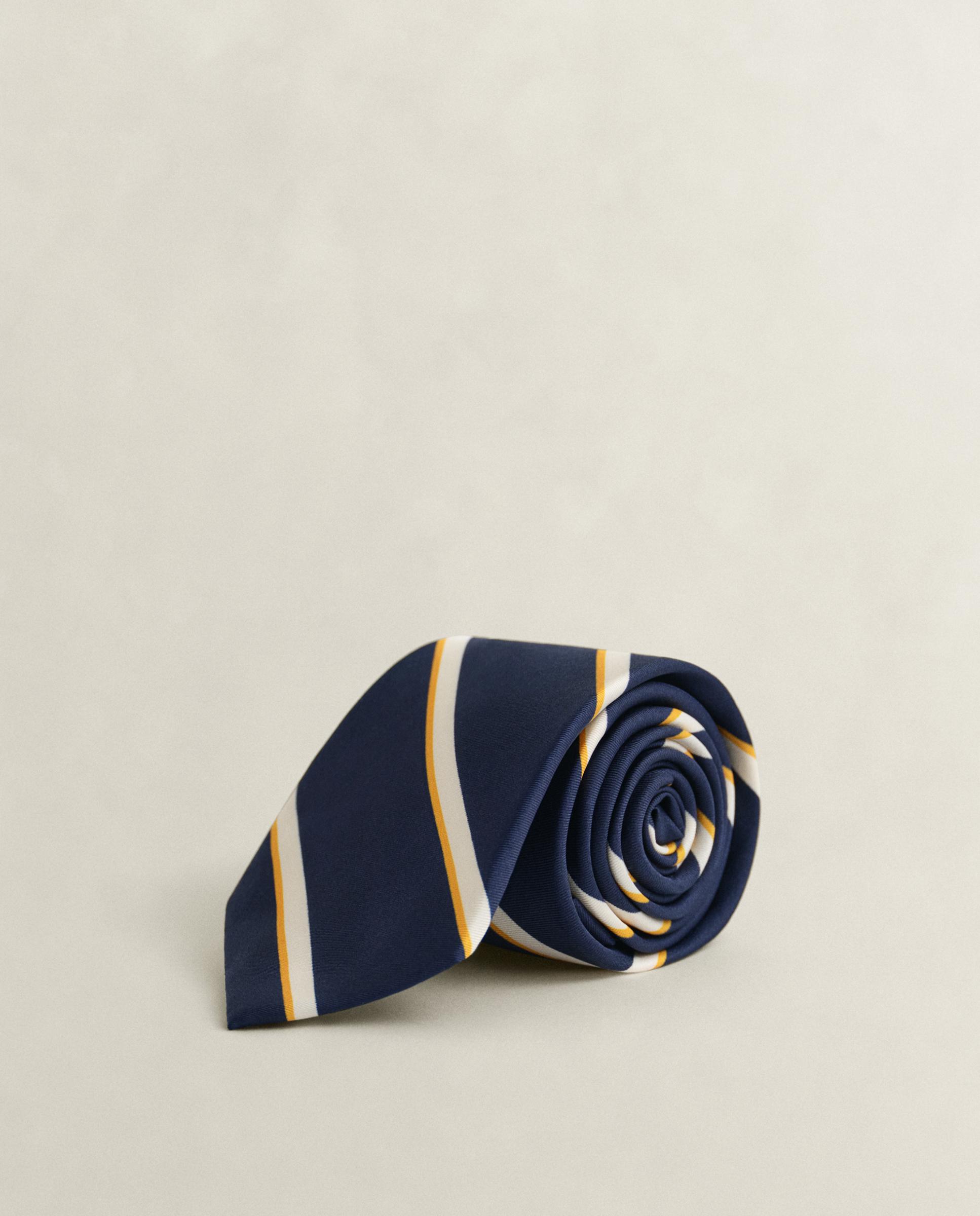 Corbata de hombre de seda a rayas - Gant - Azul oscuro Azul oscuro-2
