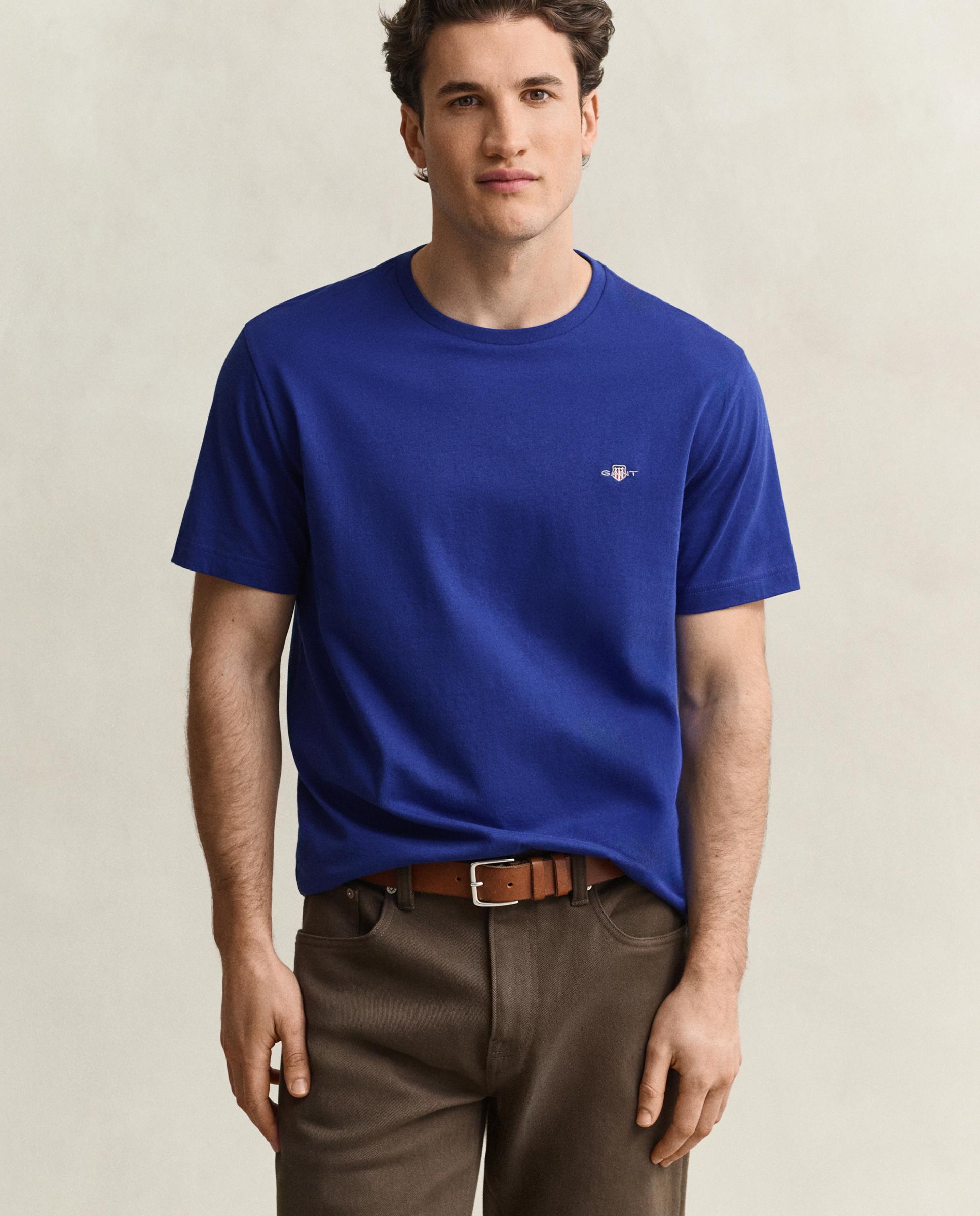 Camiseta de hombre de manga corta con logo - Gant - Azul marino Azul marino-1