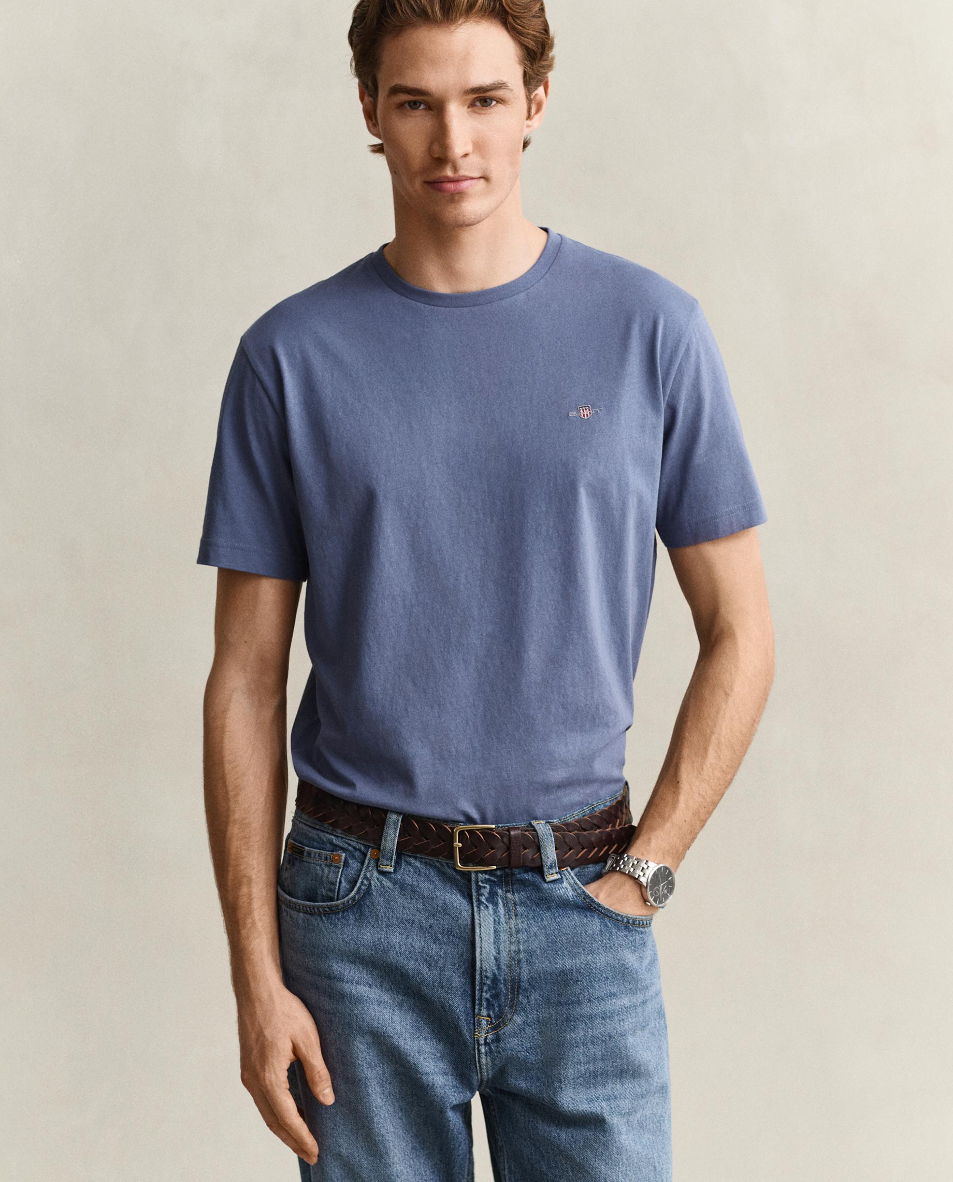 Camiseta de hombre de manga corta con logo - Gant - Azul Azul-1