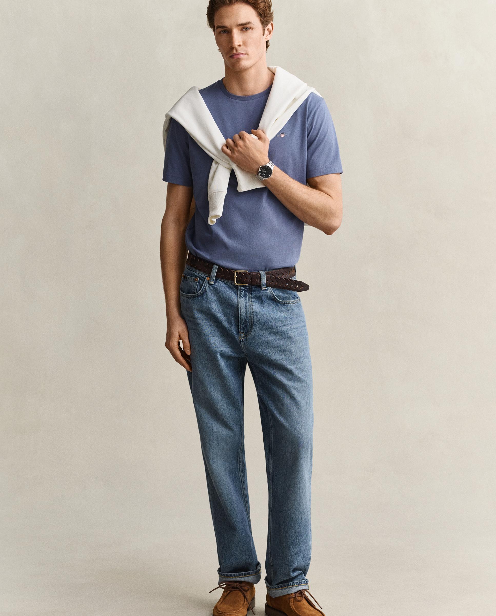 Camiseta de hombre de manga corta con logo - Gant - Azul Azul-4