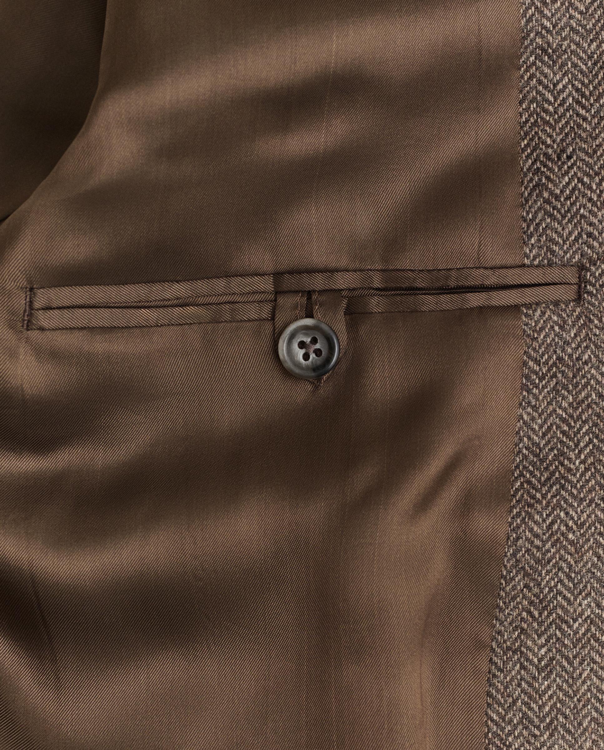 Chaqueta de traje de hombre con diseño de espiga y cierre de dos botones - Gant - Marrón Marrón-2