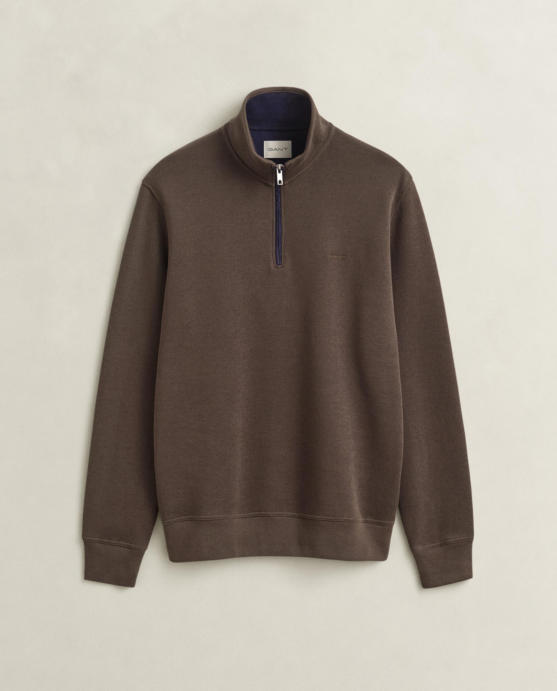 Sudadera de cremallera de hombre en algodón con cuello alto - Gant - Marrón Marrón-4