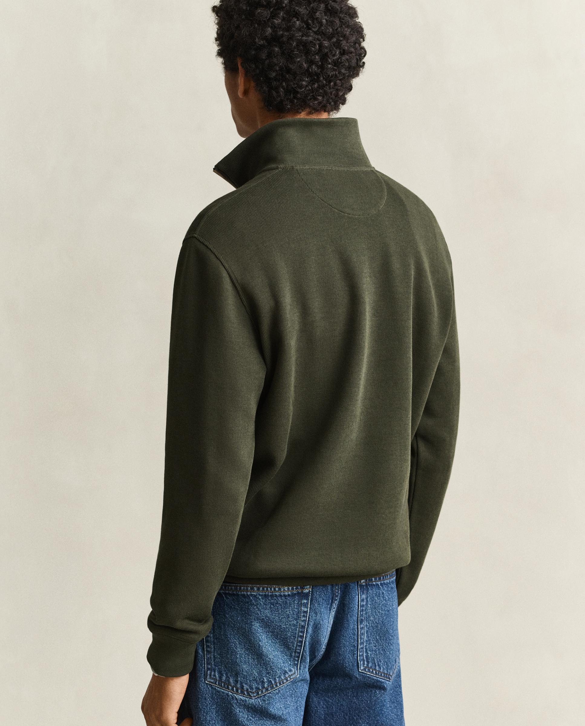 Sudadera de cremallera de hombre en algodón con cuello alto - Gant - Verde oscuro Verde oscuro-3