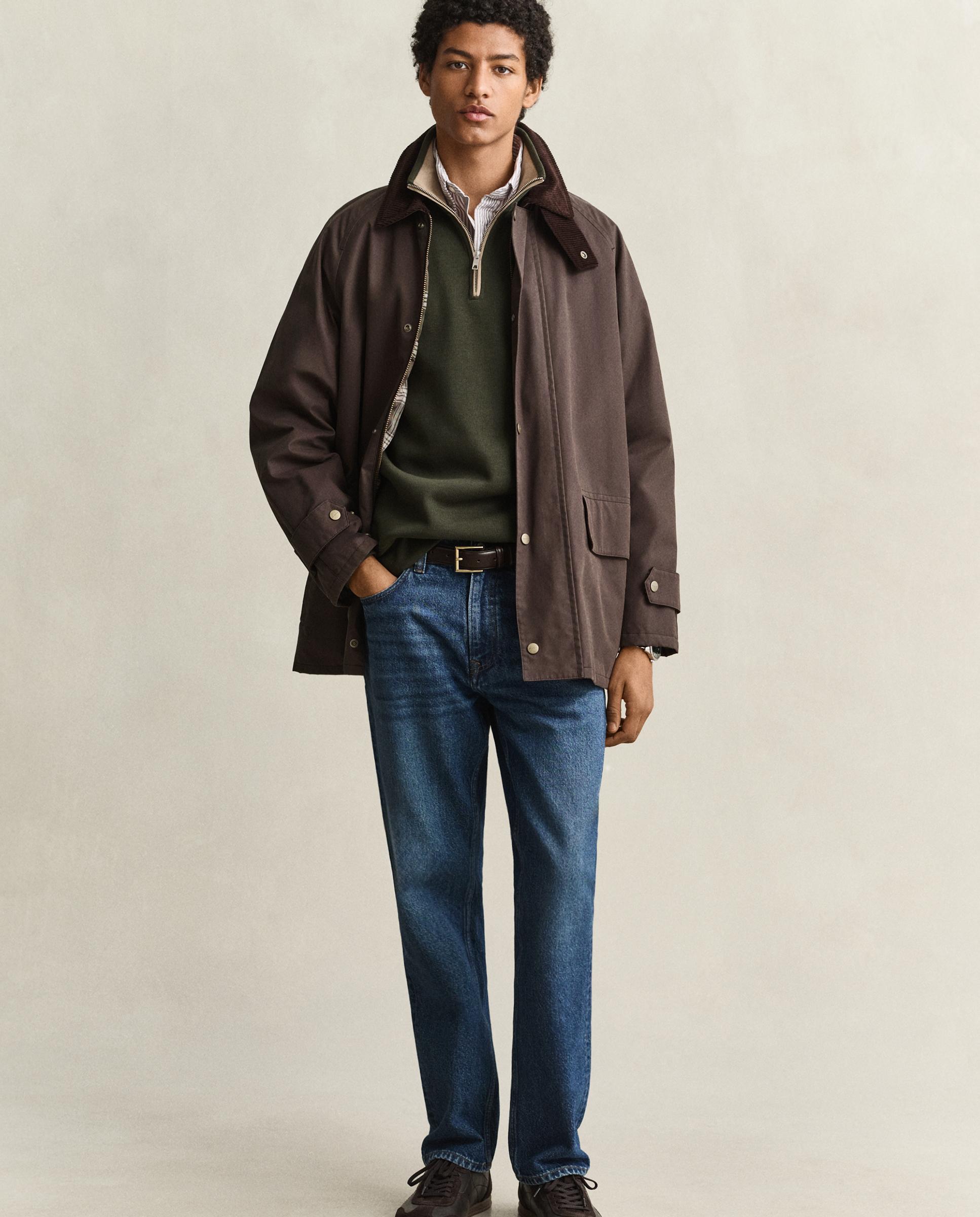 Sudadera de cremallera de hombre en algodón con cuello alto - Gant - Verde oscuro Verde oscuro-4