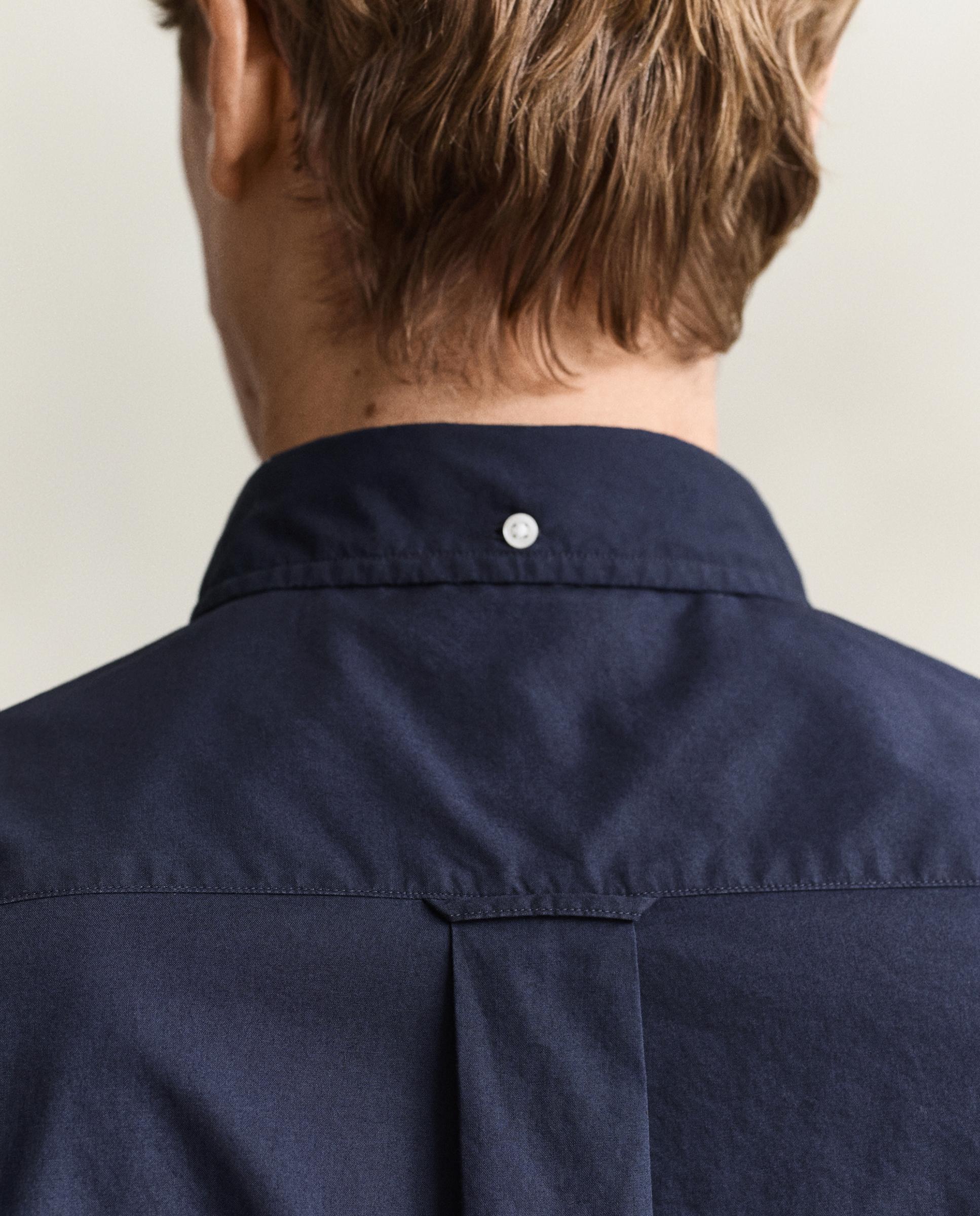 Camisa de hombre lisa de manga larga y corte regular - Gant - Azul oscuro Azul oscuro-2