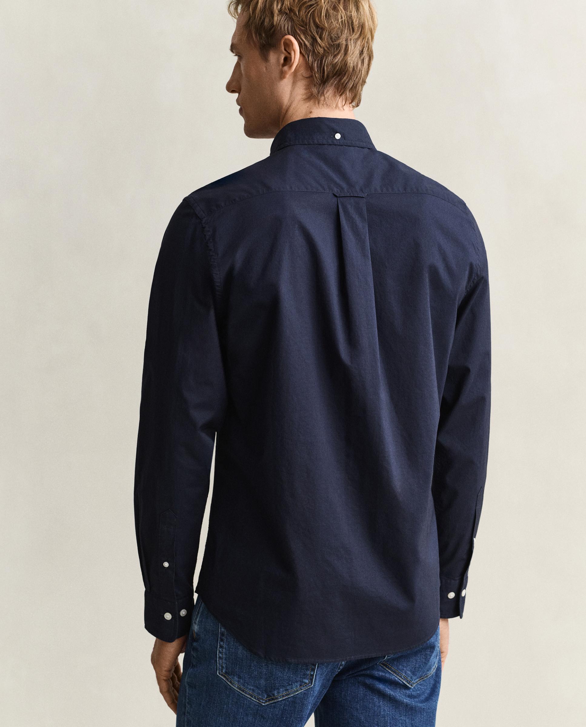 Camisa de hombre lisa de manga larga y corte regular - Gant - Azul oscuro Azul oscuro-3