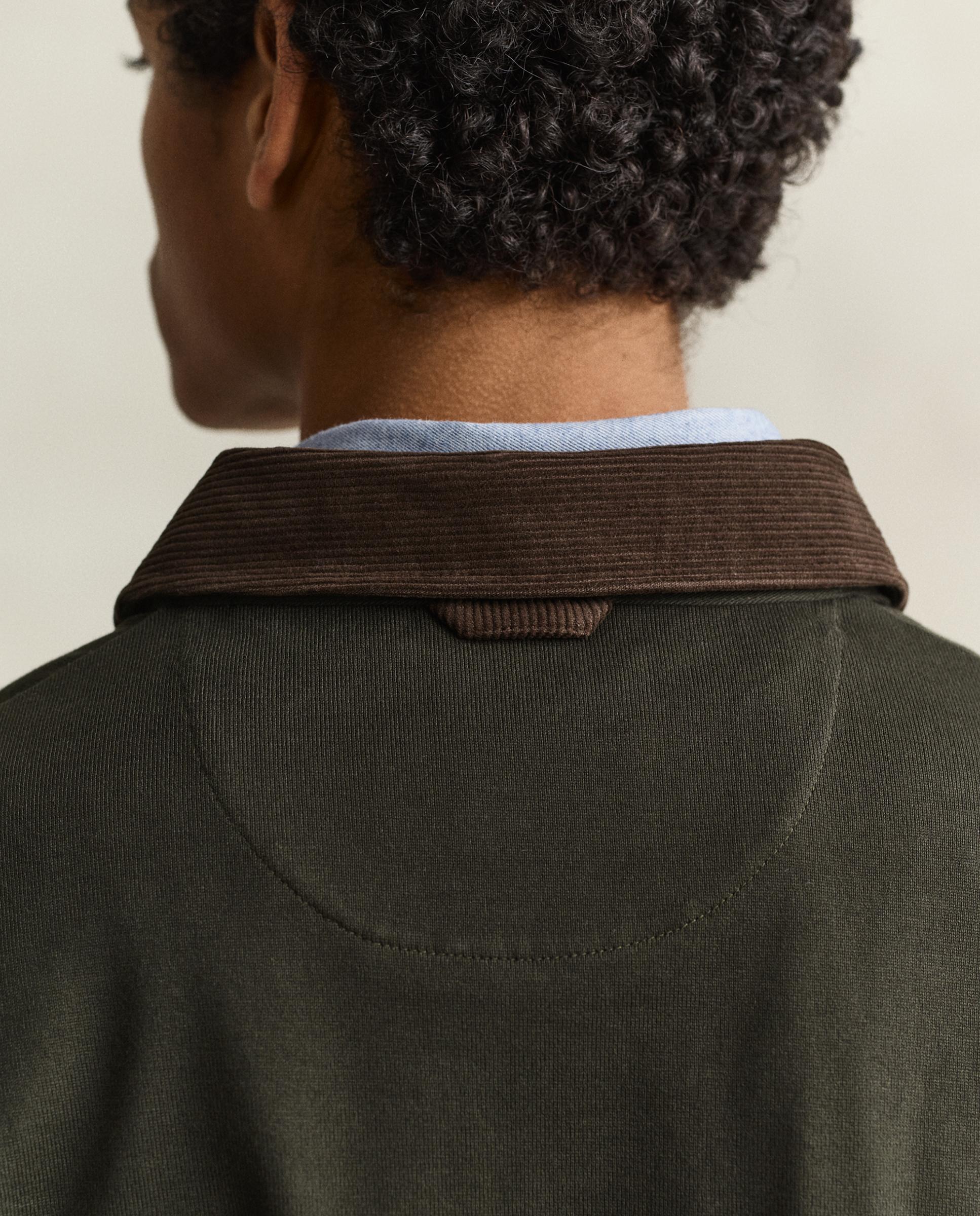 Polo de manga larga de hombre con insignia en pecho y cuello a contraste - Gant - Verde oscuro Verde oscuro-4