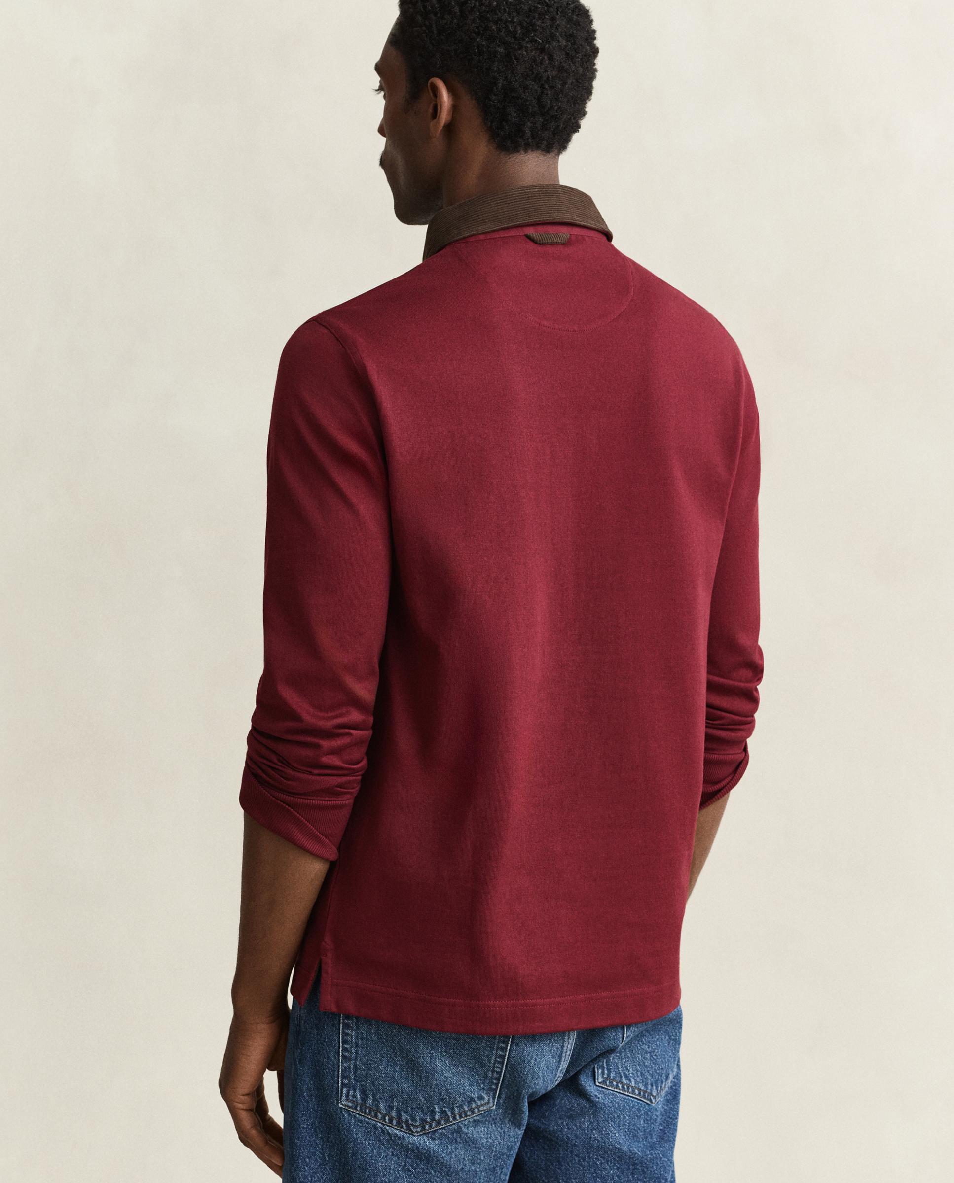 Polo de manga larga de hombre con insignia en pecho y cuello a contraste - Gant - Rojo Rojo-3