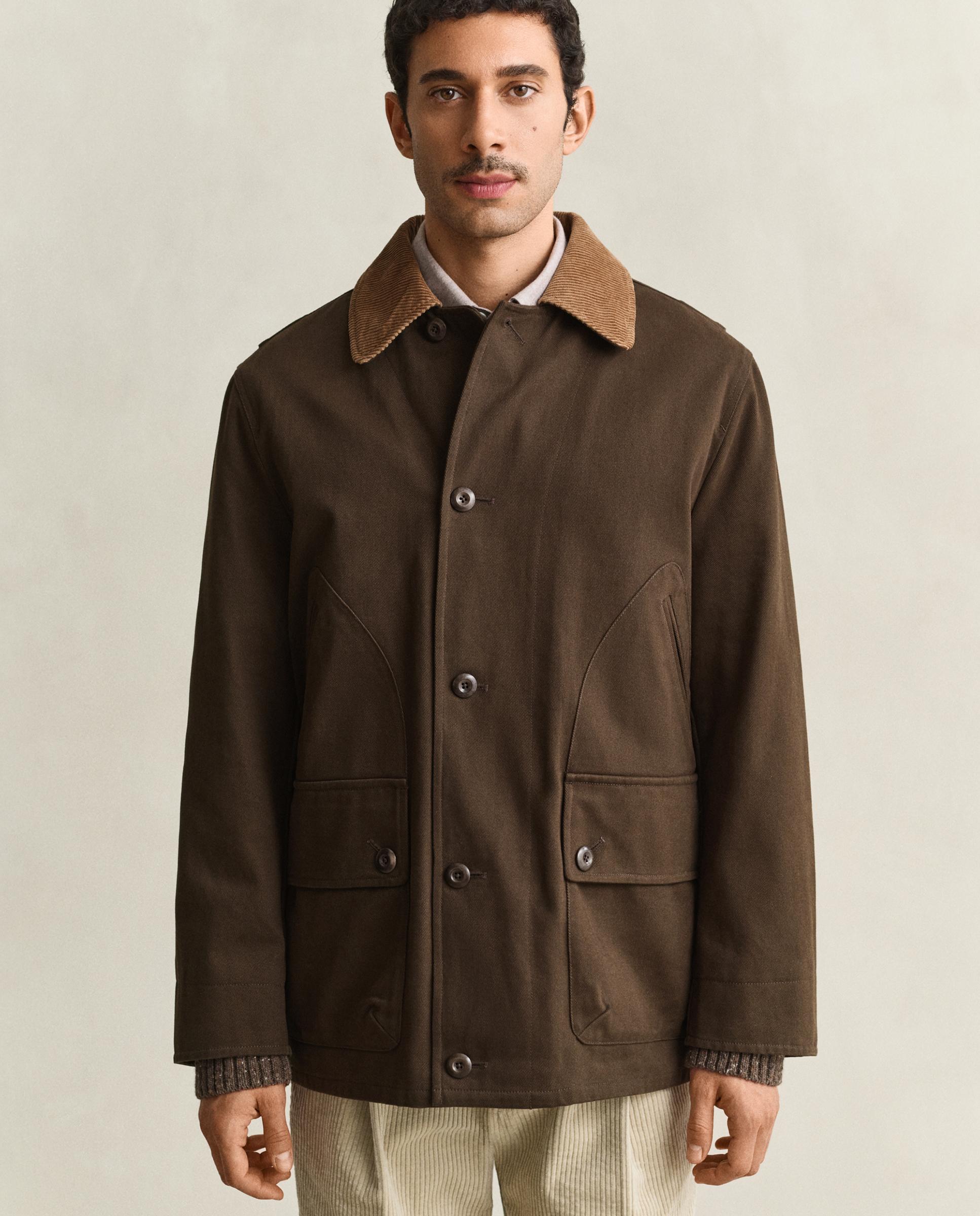 Chaqueta de hombre con cierre de botones y bolsillos con solapa - Gant - Marrón Marrón-1