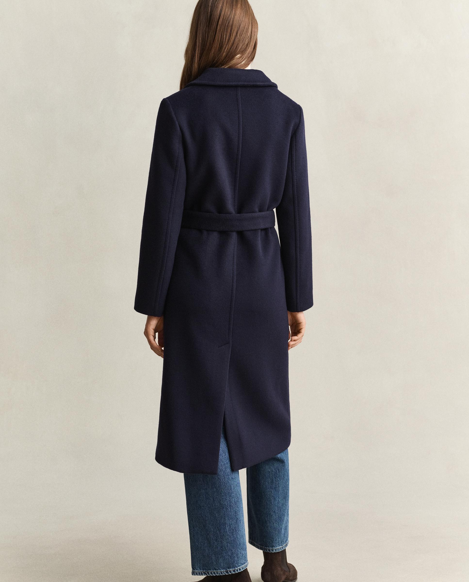 Abrigo de paño de mujer de lana con cinturón - Gant - Azul Azul-2