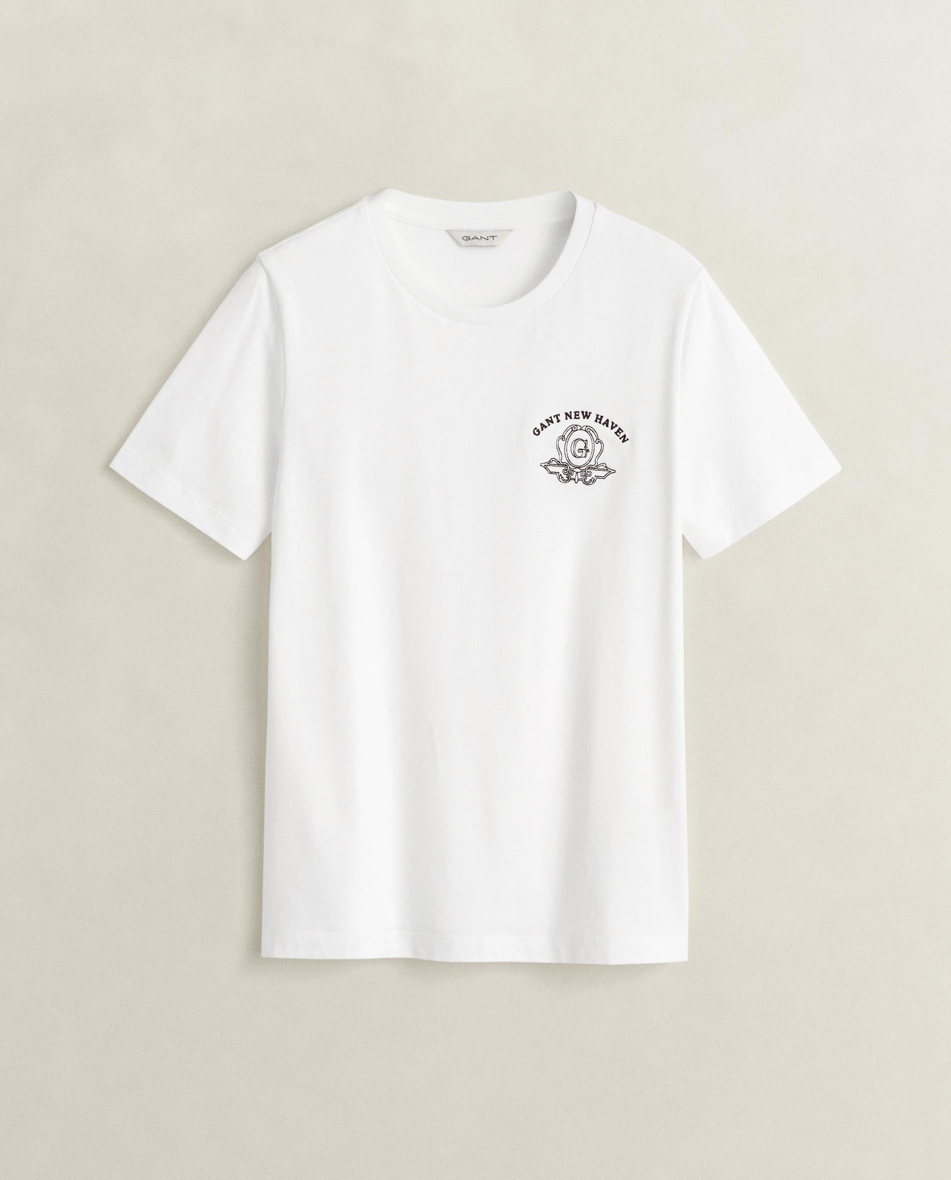 Camiseta de mujer de manga corta y print en el pecho - Gant - Blanco Blanco-1