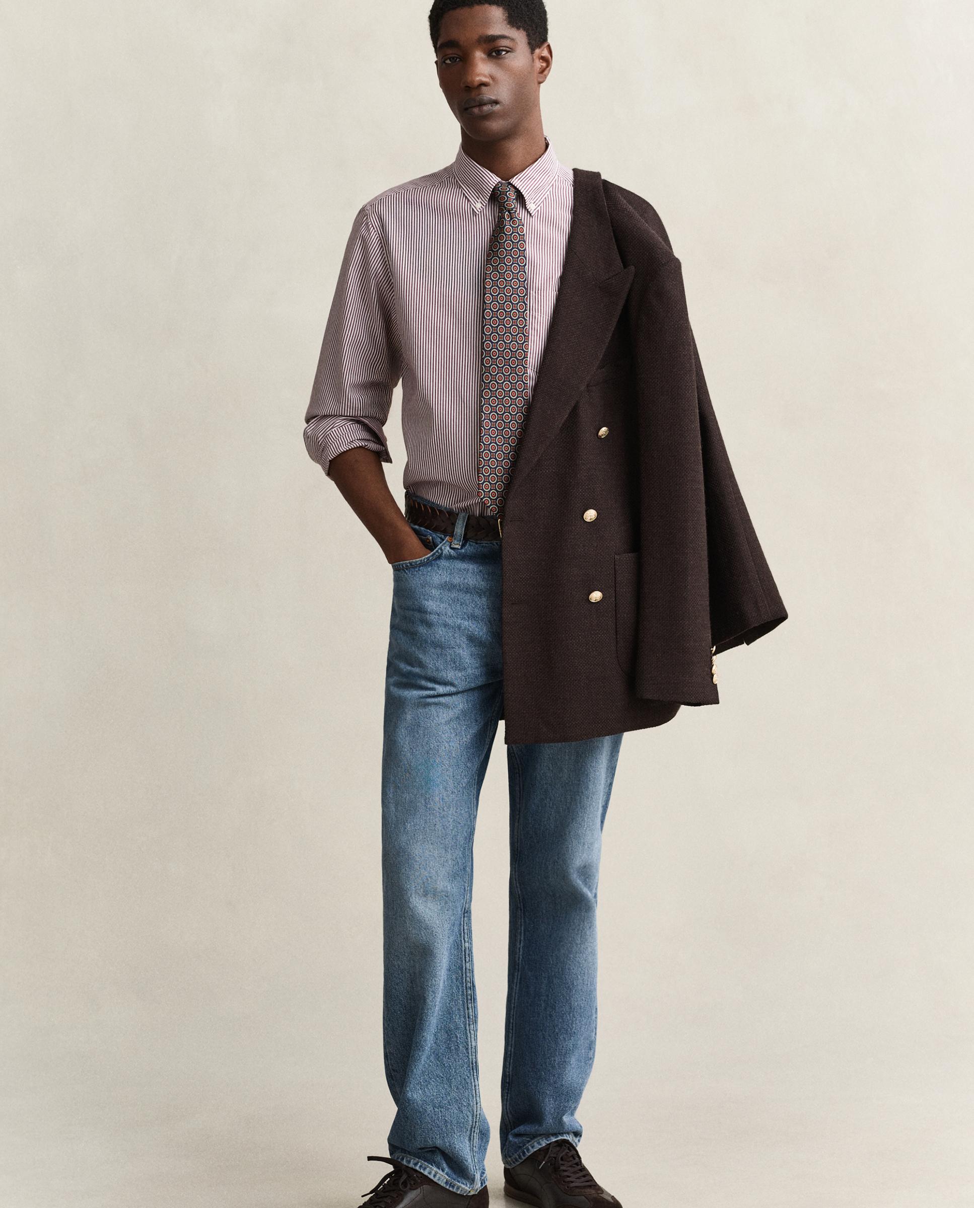 Camisa de hombre de popelina en rayas - Gant - Granate Granate-4