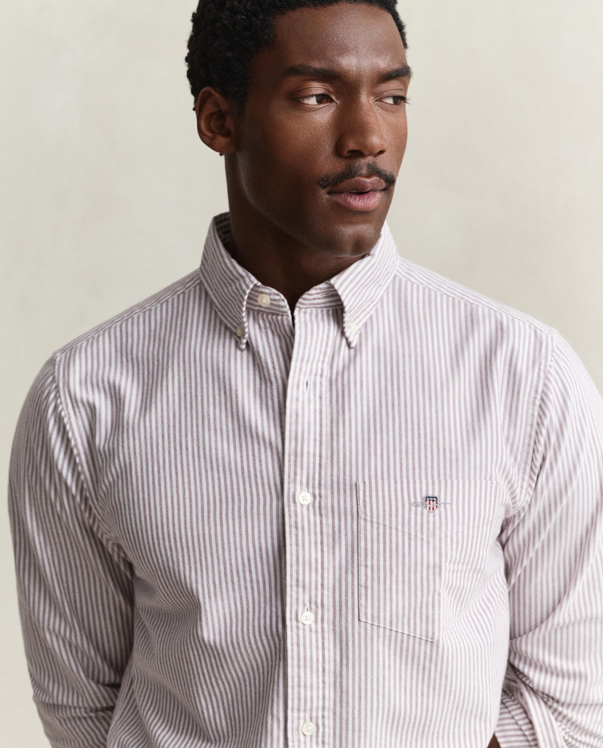 Camisa oxford de hombre de rayas con bolsillo en el pecho - Gant - Granate Granate-2