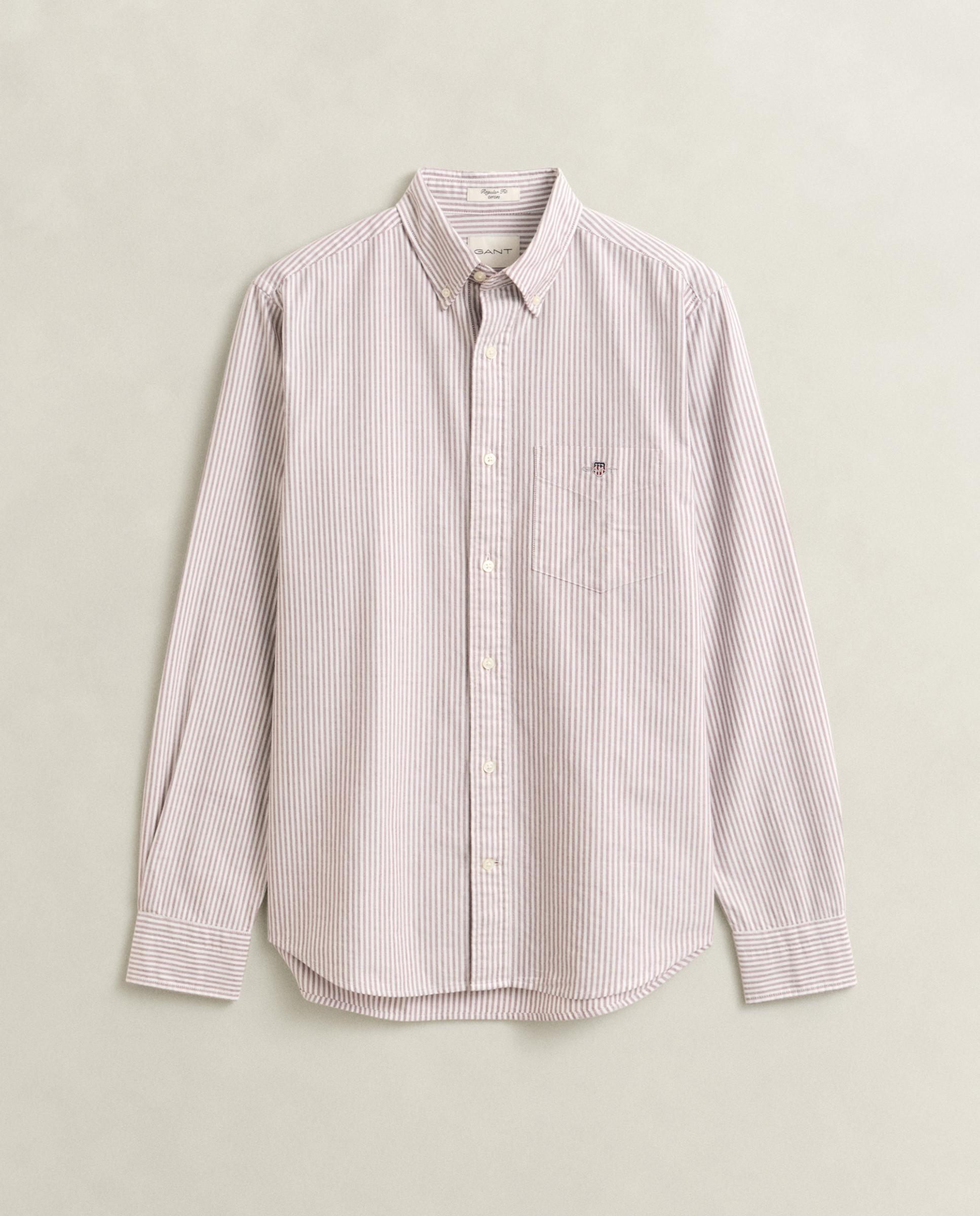 Camisa oxford de hombre de rayas con bolsillo en el pecho - Gant - Granate Granate-5