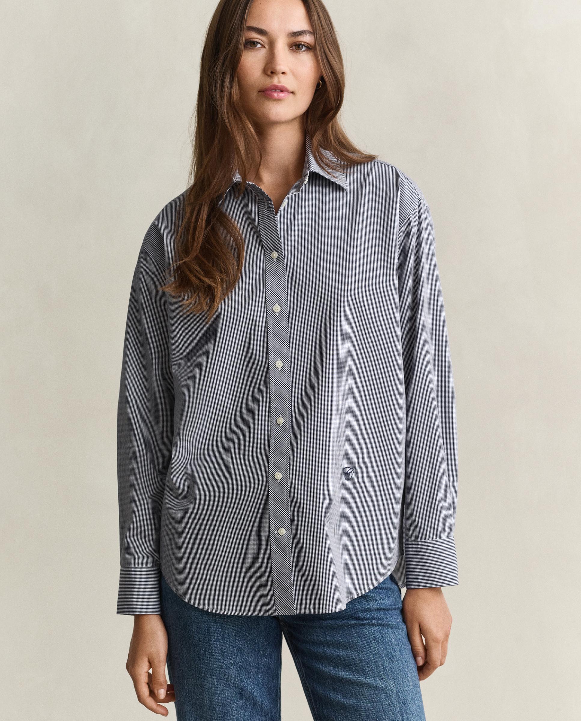Imagen 0 de Camisa de mujer de manga larga a cuadros Azul