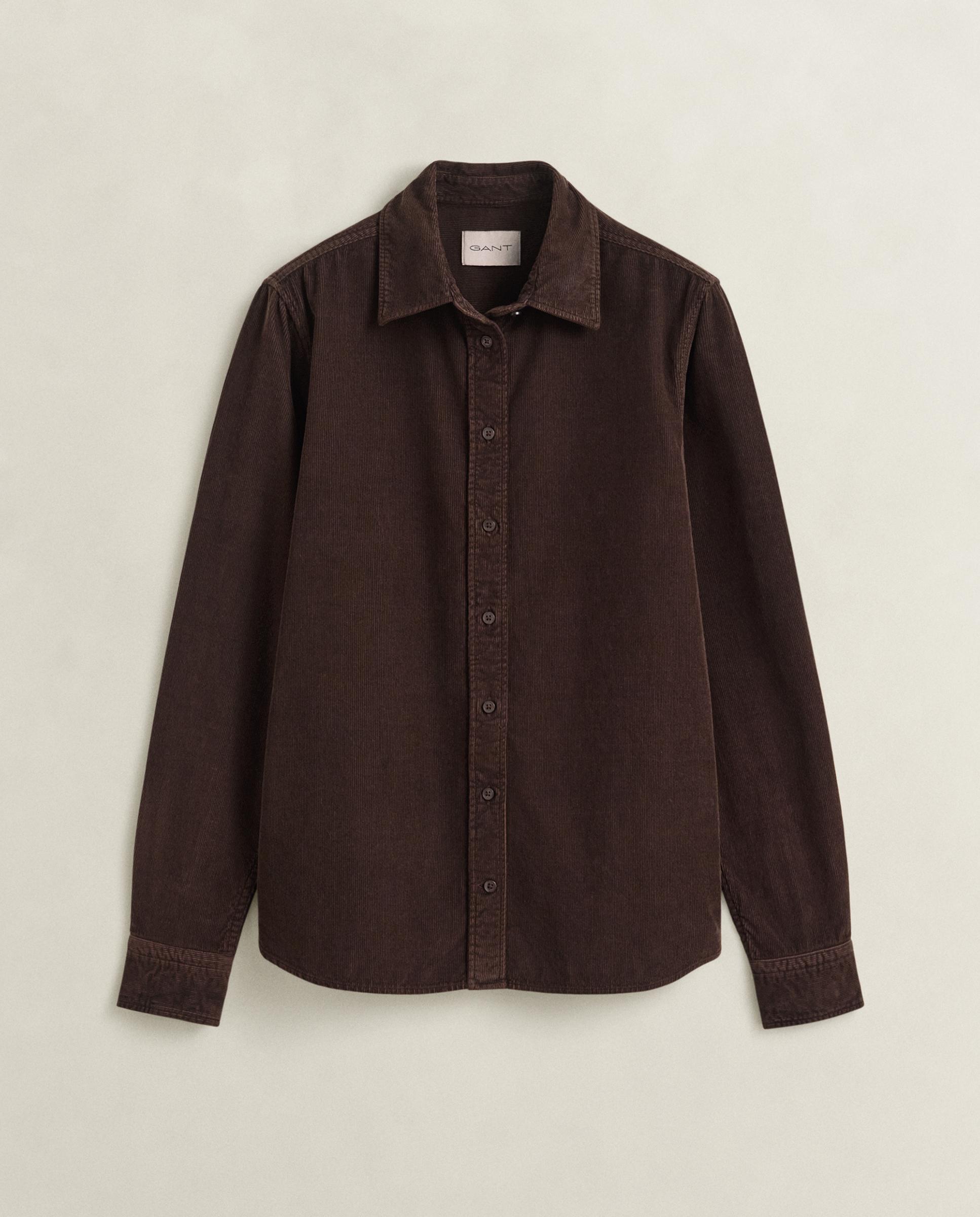 Imagen 0 de Camisa de mujer de corte regular de pana Marrón