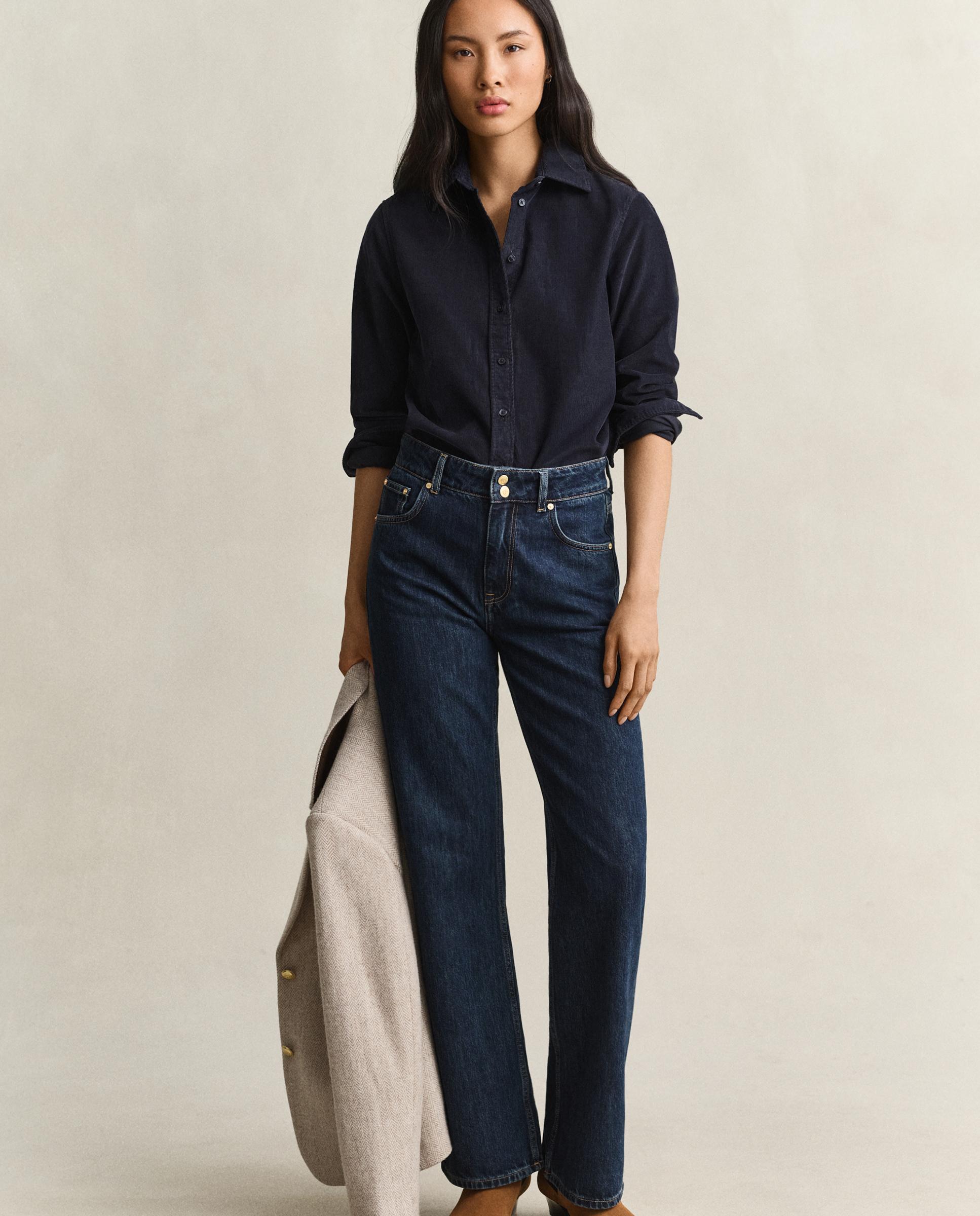 Camisa de mujer de corte regular de pana - Gant - Azul oscuro Azul oscuro-3