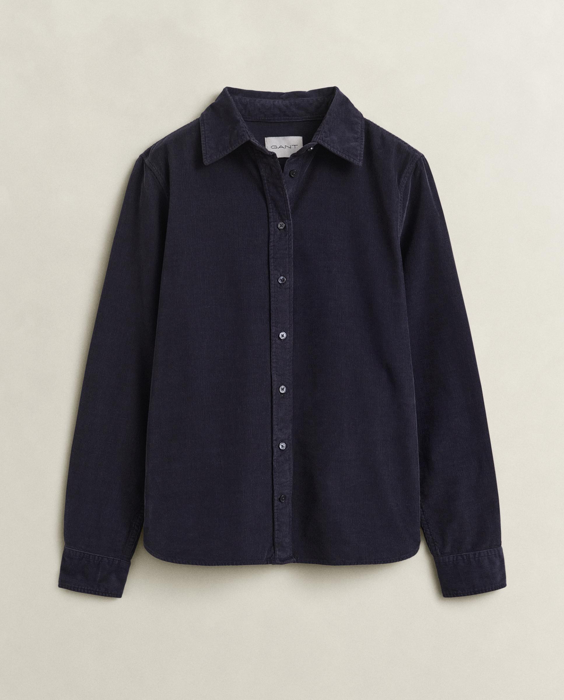 Camisa de mujer de corte regular de pana - Gant - Azul oscuro Azul oscuro-4