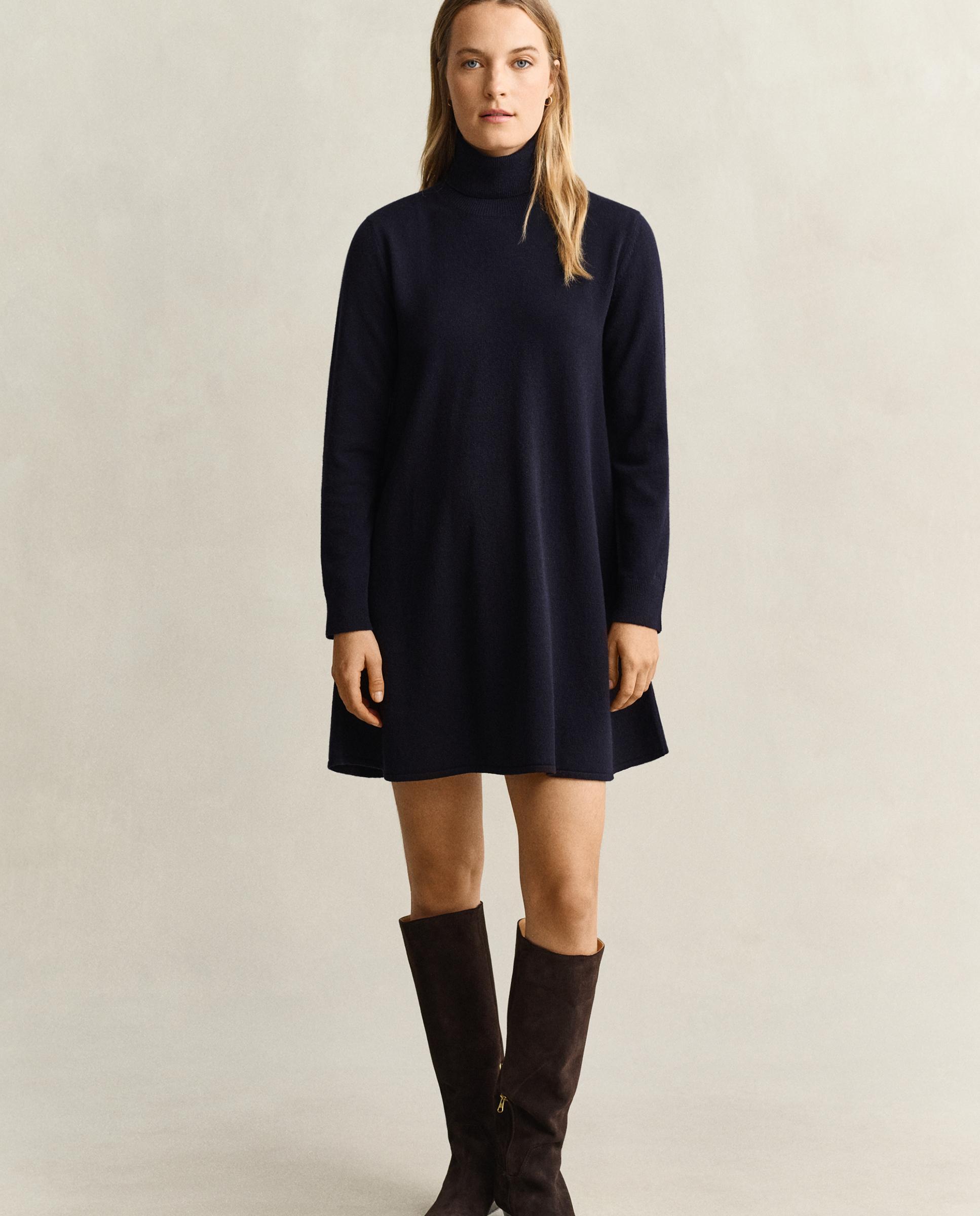 Imagen 0 de Vestido corto de cuello alto Azul